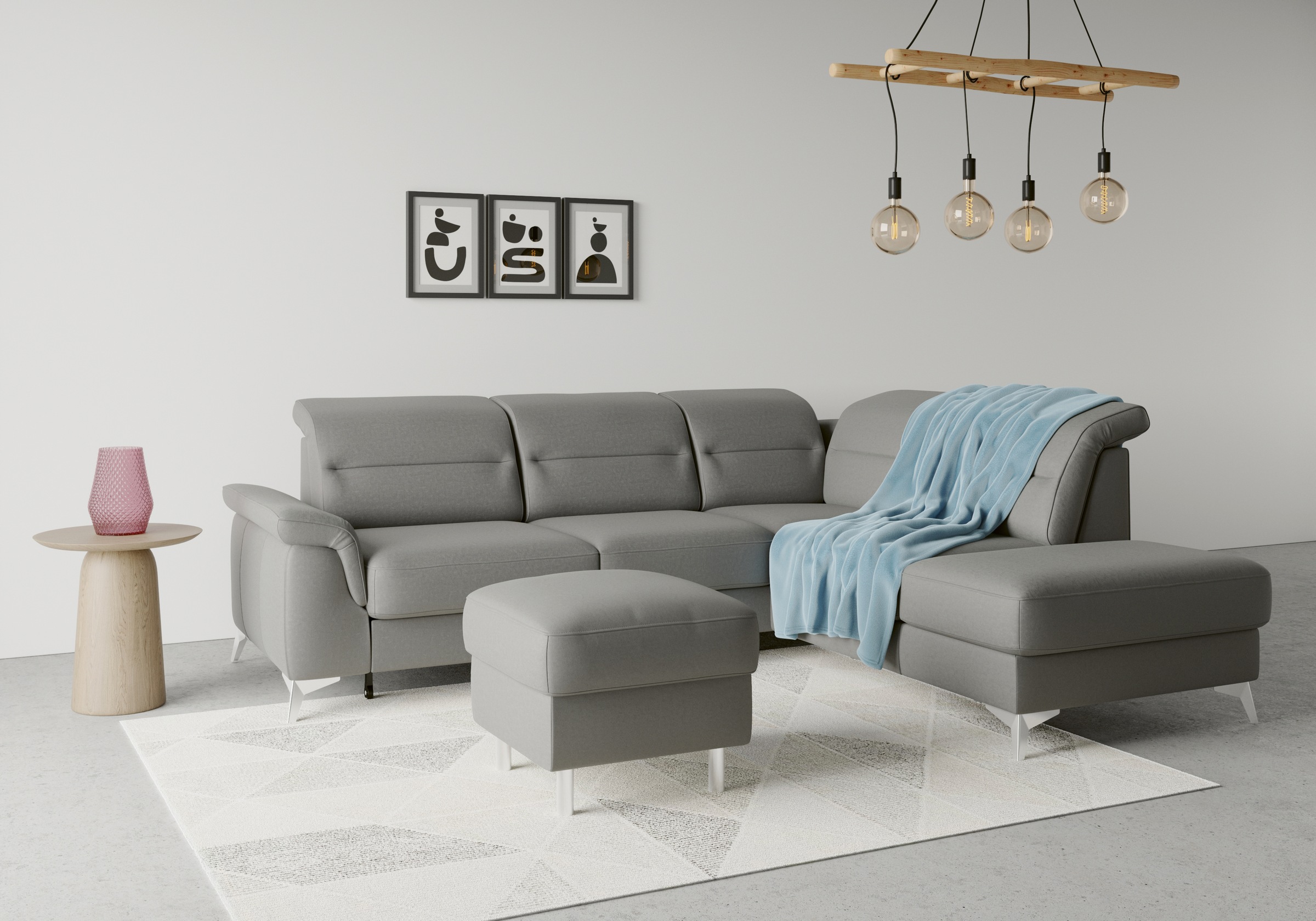 sit&more Ecksofa »Sinatra L-Form«, mit Ottomane, optional mit Kopfteilverstellung und Armteilfunktion