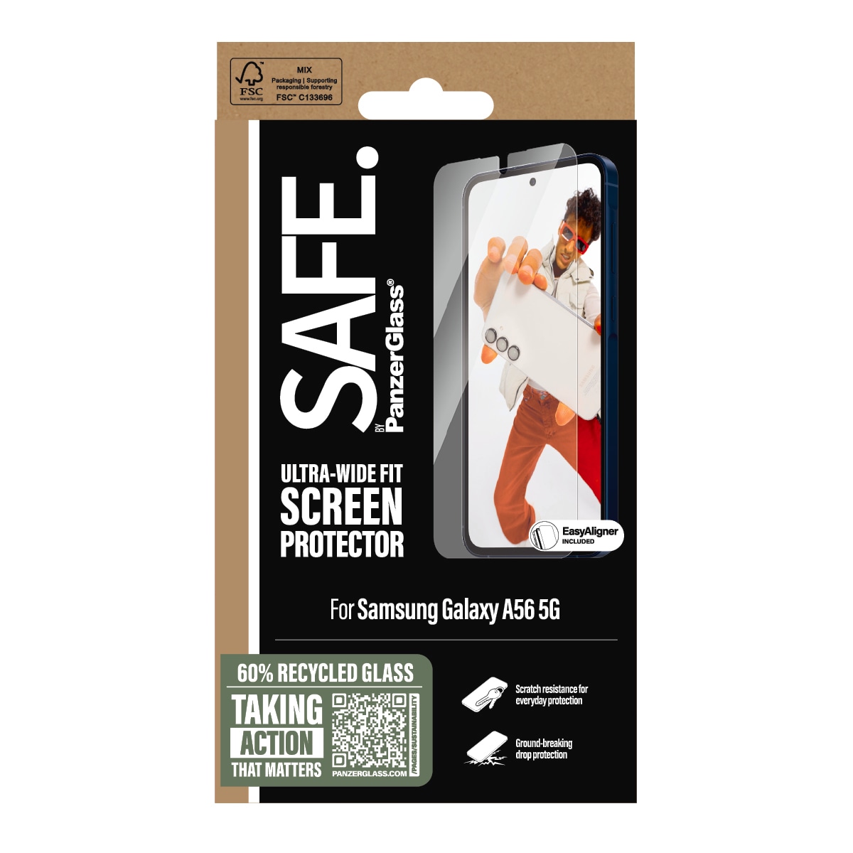 SAFE by PanzerGlass Displayschutzglas »Ultra-Wide Fit Screen Protector«, für Samsung Galaxy A56 5G, Displayschutzfolie, Schutzfolie, Bildschirmschutz, kratz- & stossfest