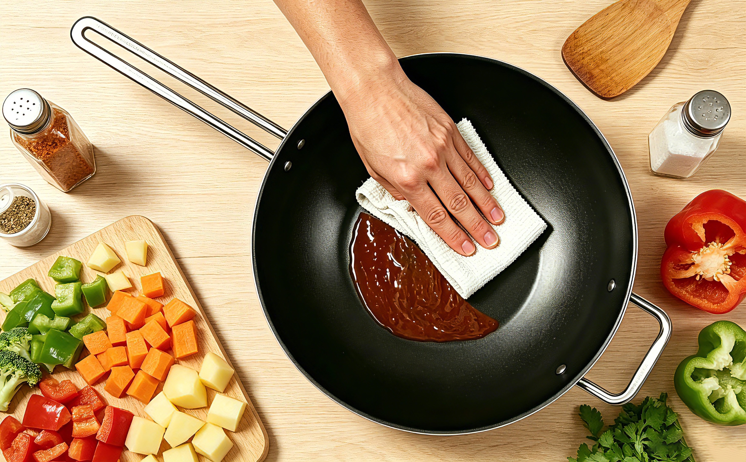 Hanseatic Wok »DAILY, Ø ca. 32 cm, mit Antihaftbeschichtung« Edelstahl 18/10 1 tlg. für alle Herdarten, Induktion