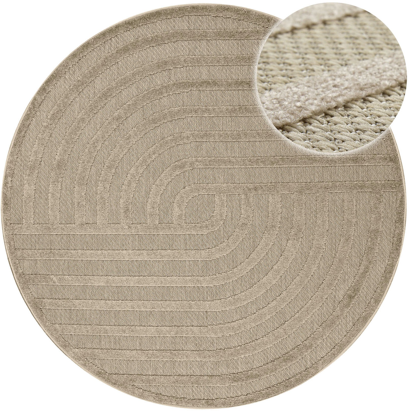 GOODproduct Outdoorteppich »Tamsin« rund 6 mm Höhe In- und Outdoor Teppich, wetterfest, modernes Design, Terrasse, Balkon