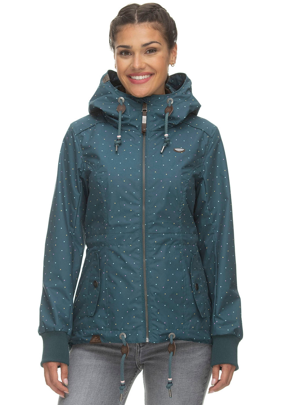 ♕ Ragwear Outdoorjacke »NUGETTKA mit mit Pünktchen auf Kapuze, versandkostenfrei PRINT Muster O«