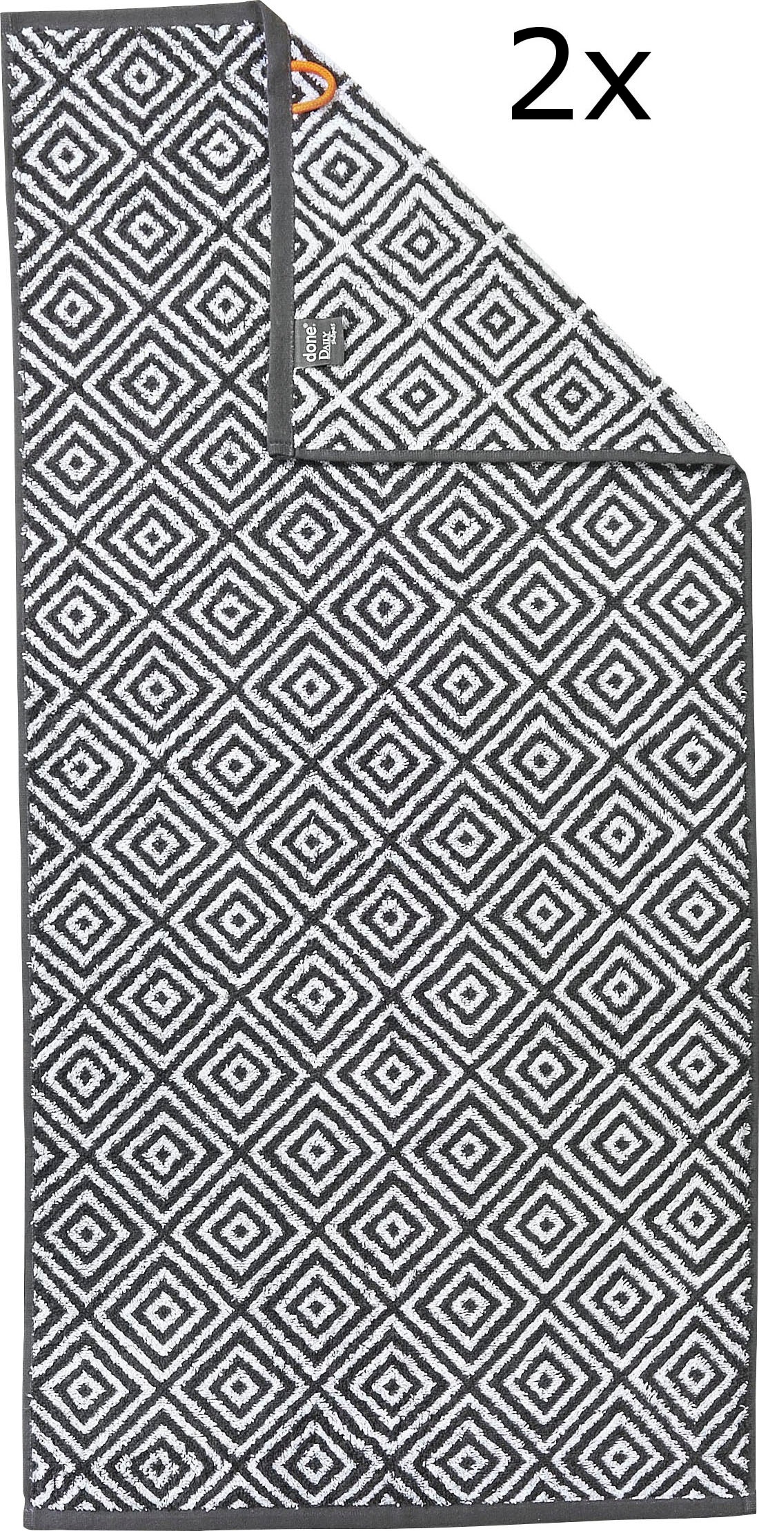 Image of done.® Handtuch Set »Daily Shapes Diamond«, Set, 2 tlg., Jacquard-Walkfrottier, Jacquardgewebe, modernes Rauten Muster, in verschiedenen Set Varianten erhältlich bei Ackermann Versand Schweiz