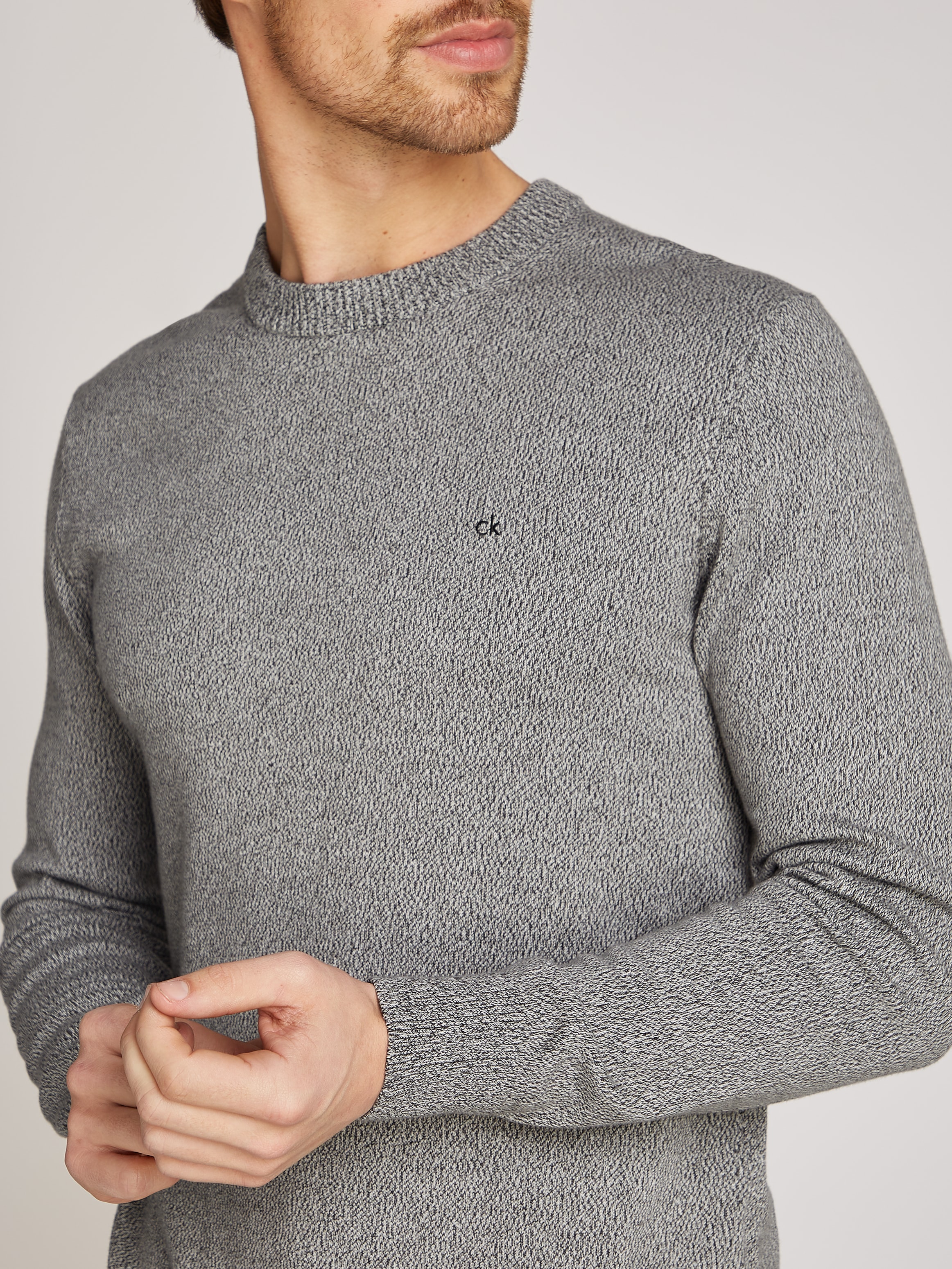 Calvin Klein Rundhalspullover »MOULINE CN SWEATER«, mit Logostickerei