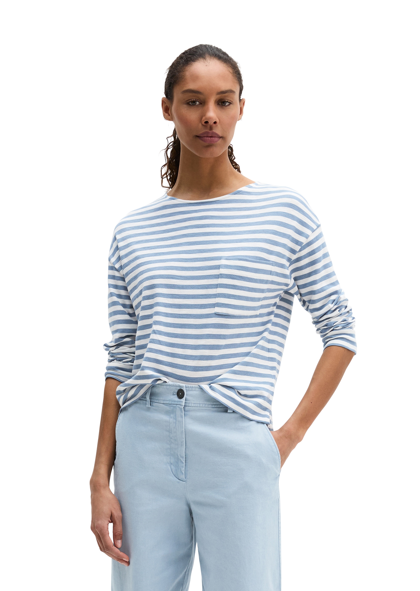 Image of Marc OPolo Langarmshirt Ringel-Longsleeve regular fit aus Slubjersey