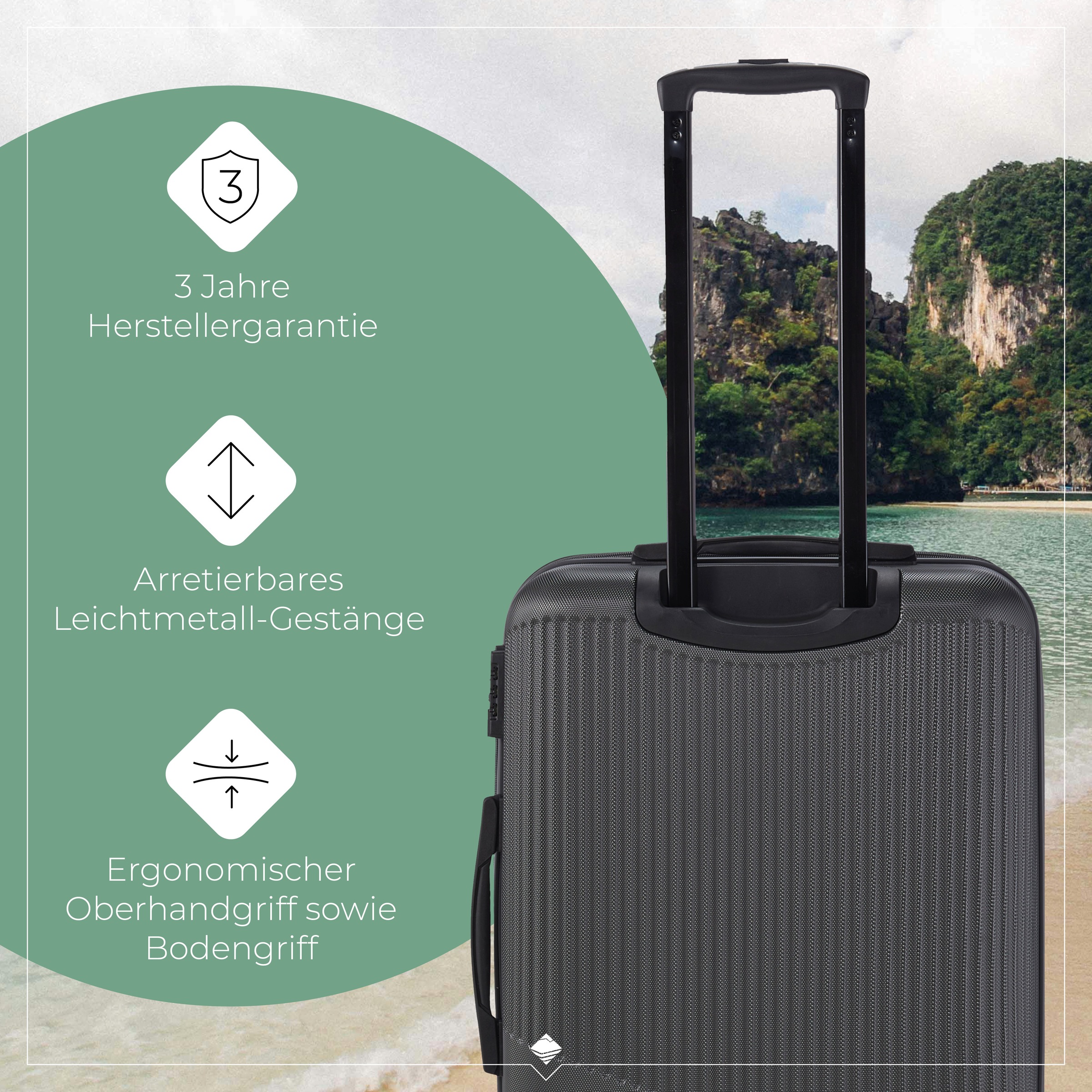 travelite Trolleyset »BALI 3-teilig Hartschale« TSA-Schloss – robustes Reisegepäck