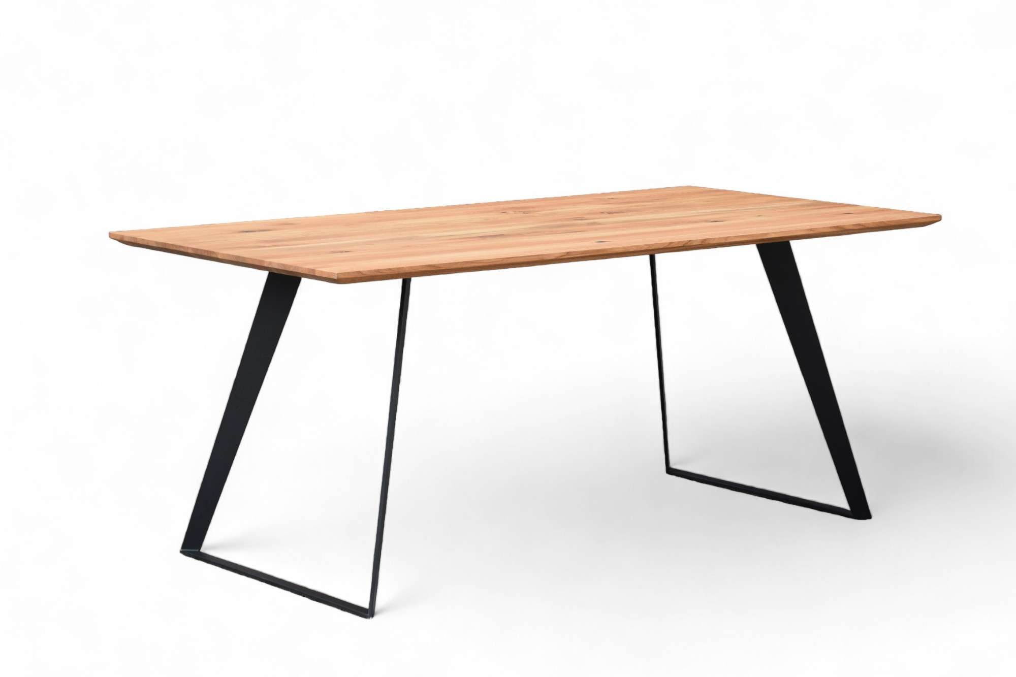 Image of GOODproduct Esstisch "Talwiese Küchentisch, U-Form Metallgestell, Wildeiche massiv geölt" Baum Kante oder Schweizer Kante, erhältlich in 3 Grössen und 2 Farben