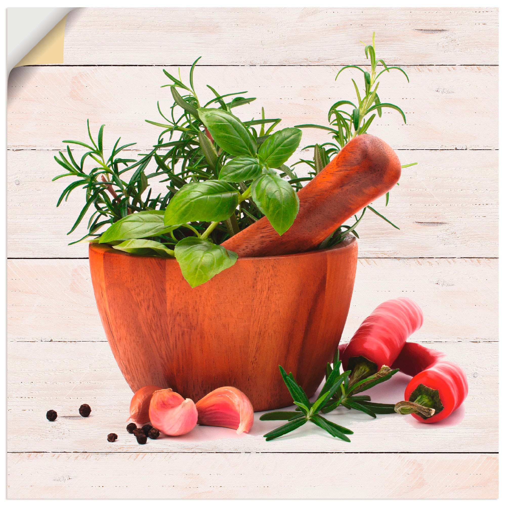 Image of Artland Wandbild »Frische Kräuter und Gewürze«, Arrangements, (1 St.), in vielen Grössen & Produktarten - Alubild / Outdoorbild für den Aussenbereich, Leinwandbild, Poster, Wandaufkleber / Wandtattoo auch für Badezimmer geeignet bei Ackermann Versand Schw