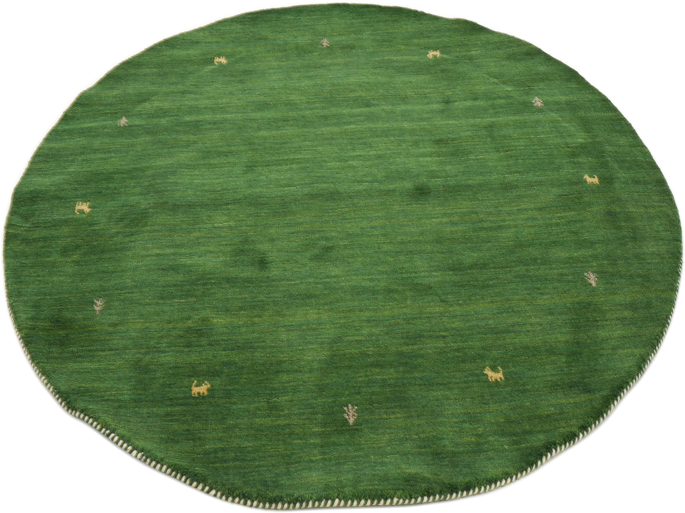 carpetfine Wollteppich »Gabbeh Uni«, rund, 15 mm Höhe, reine Wolle handgewebt, Gabbeh Tiermotiv warmes Raumklima viele Grössen