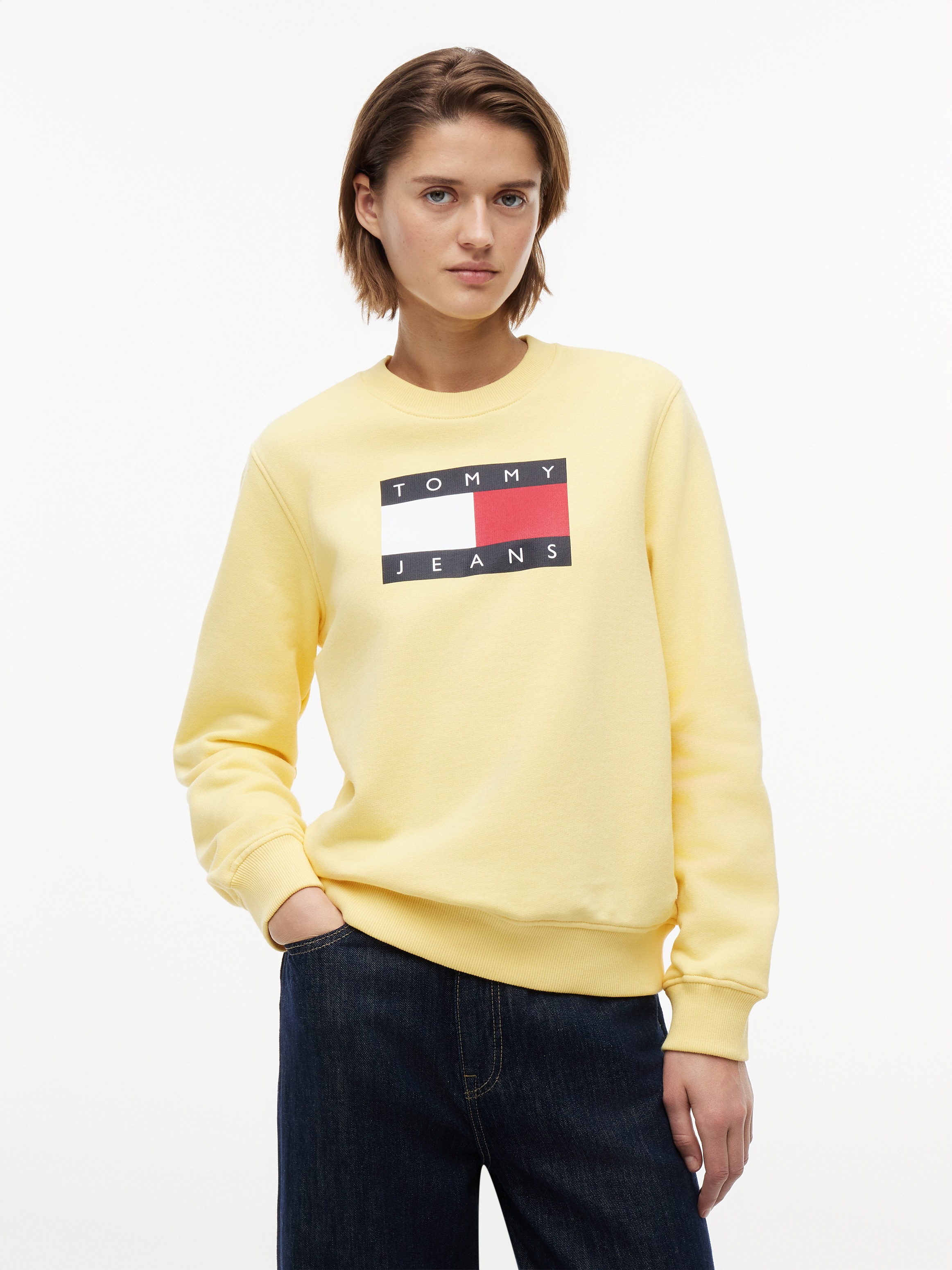 Image of Tommy Jeans Sweatshirt "TJW REG TJ FLAG CREW", Baumwolle, Logodruck
