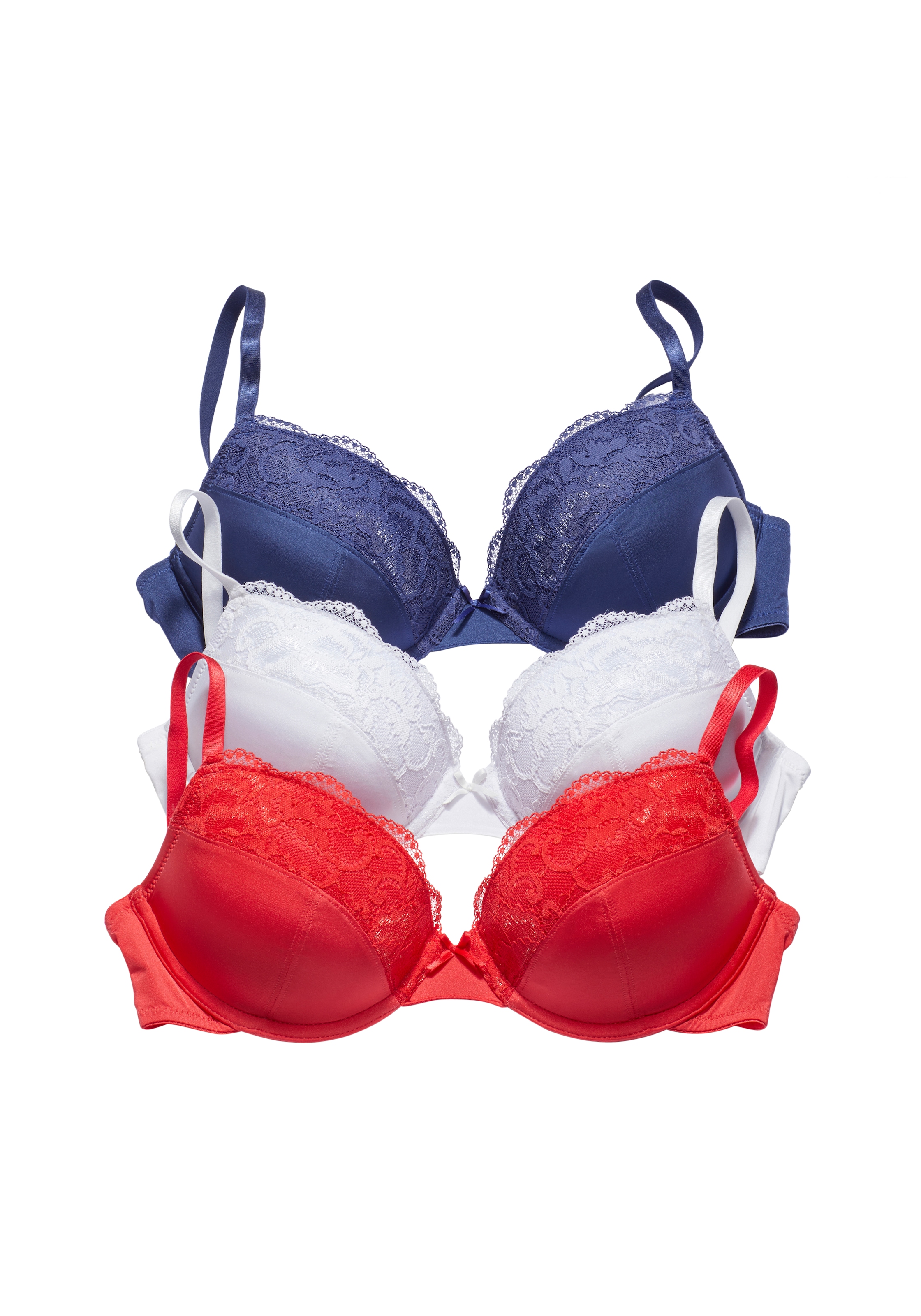 Image of petite fleur by Lascana Push-up-BH Packung, 3 Stück, mit Bügel & herausnehmbaren Kissen