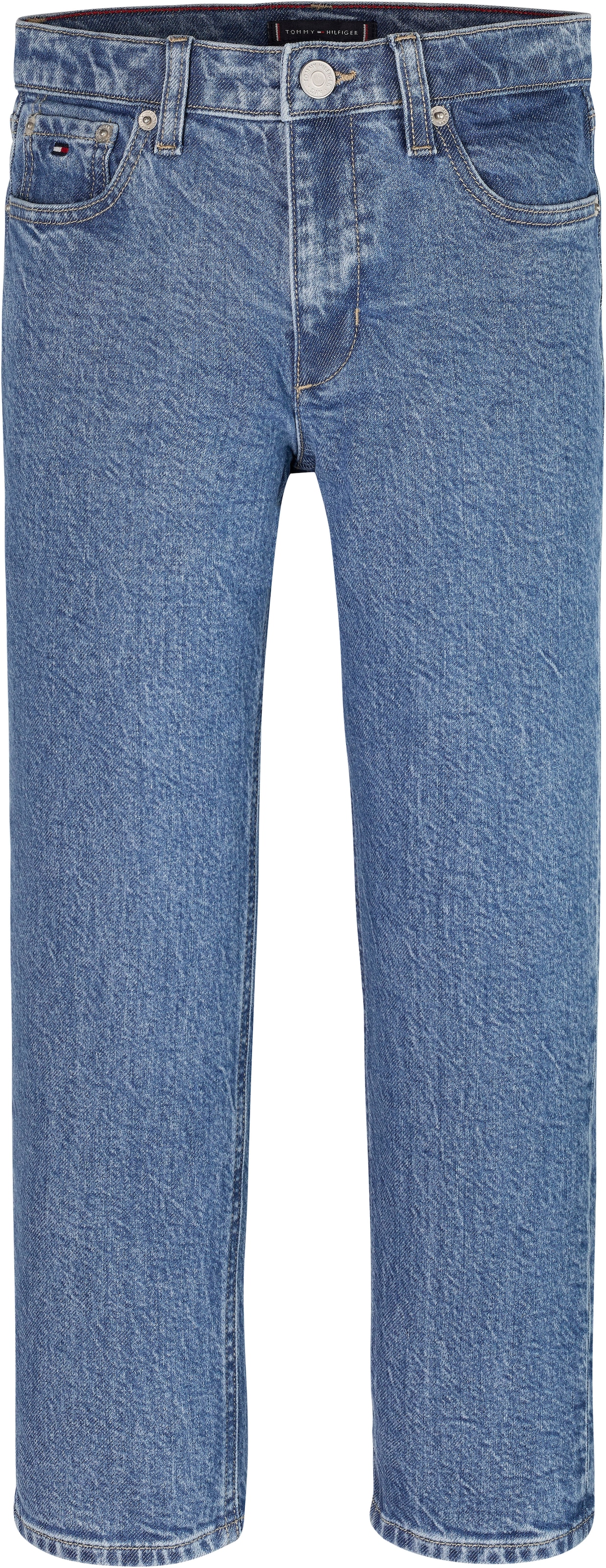 Tommy Hilfiger Straight-Jeans »SKATER MID SALT&PEPPER DENIM«, Kinder bis 16 Jahre mit gestickter Logoflagge