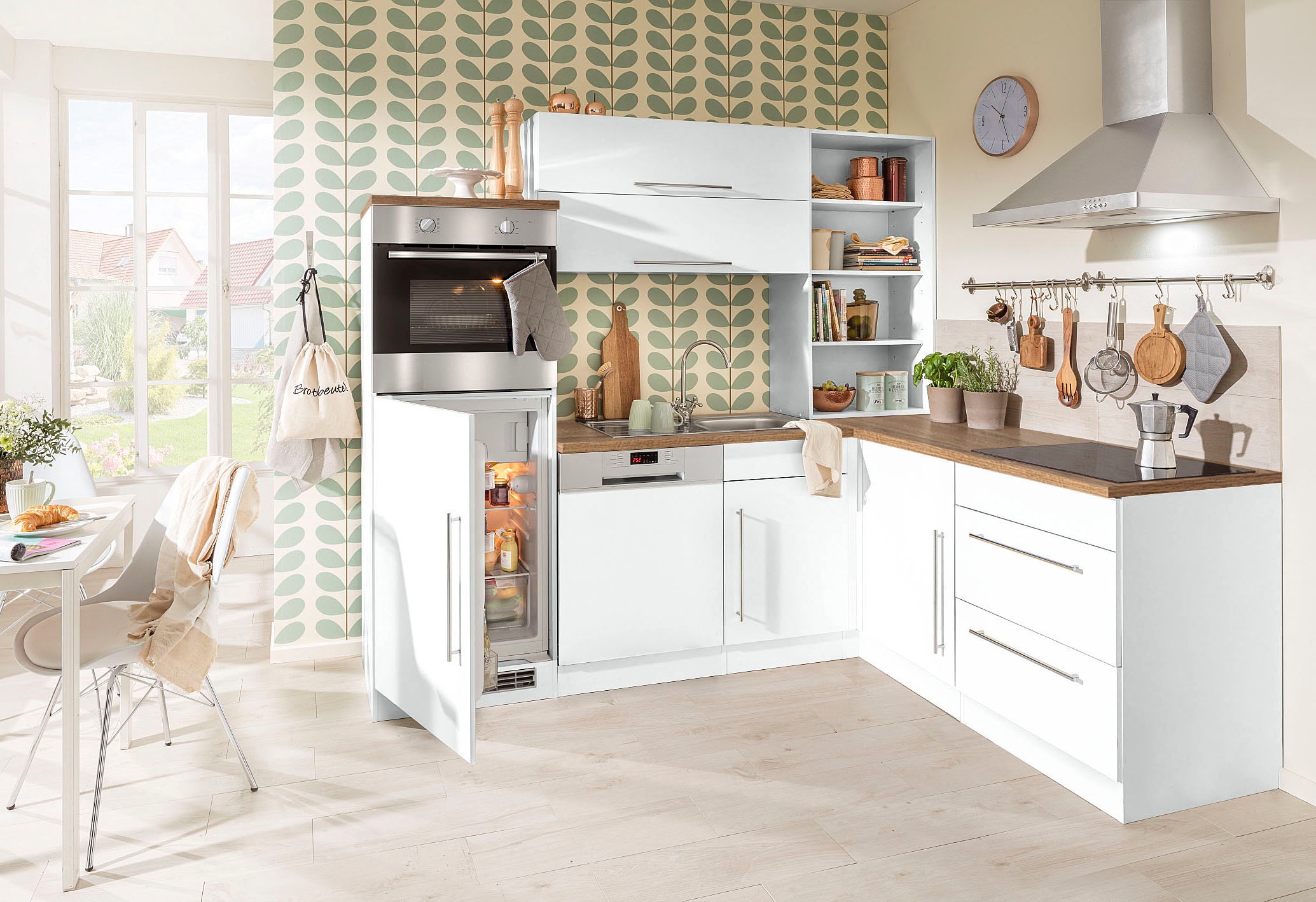KOCHSTATION Meuble évier »KS-Samos« 110 cm de large, incluant porte/socle pour lave-vaisselle