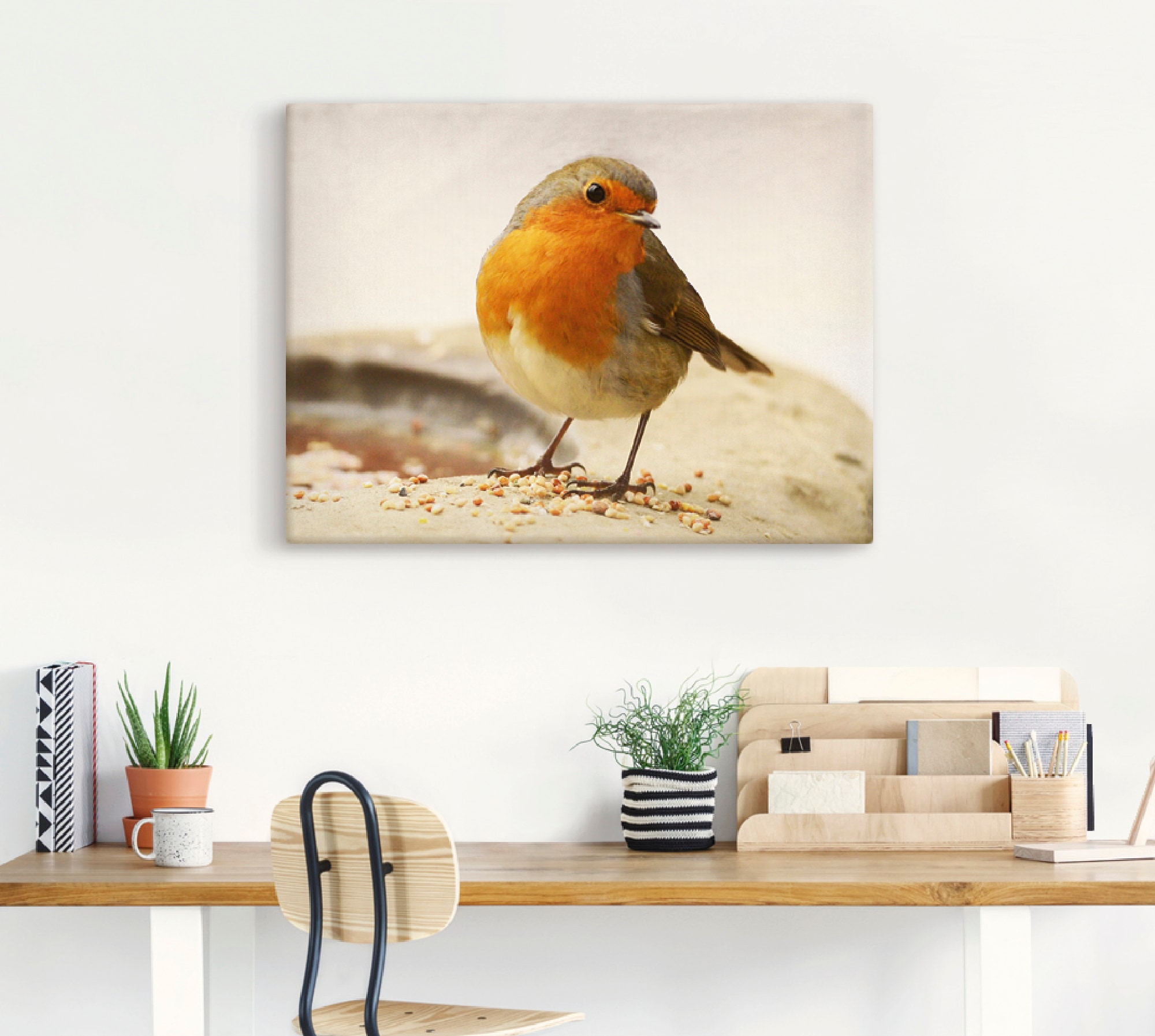 Artland Leinwandbild »Rotkehlchen« Vögel 1 Stk. tlg. auf Holzrahmen gespannt