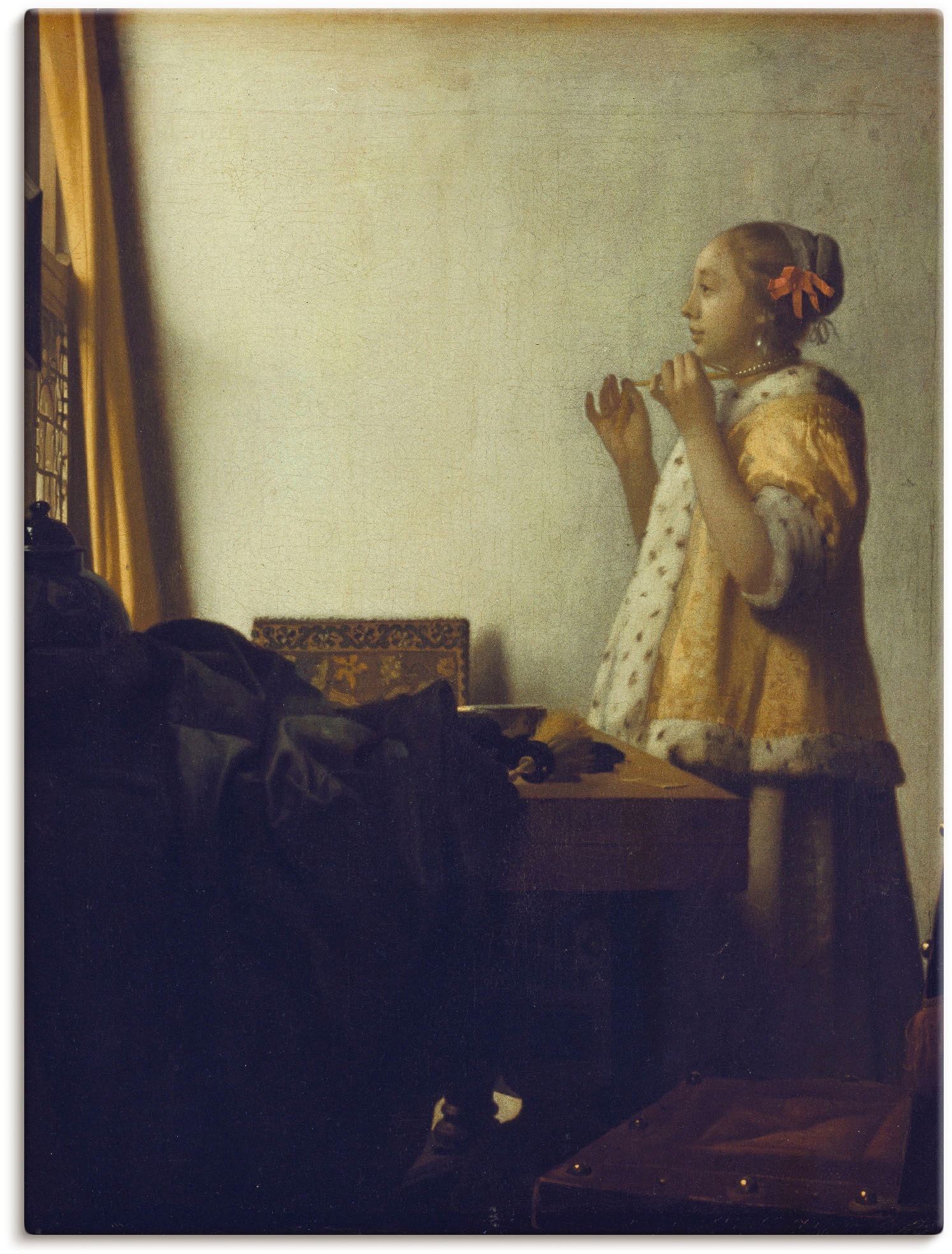 Image of Artland Wandbild »Junge Dame mit Perlenhalsband«, Frau, (1 St.), in vielen Grössen & Produktarten -Leinwandbild, Poster, Wandaufkleber / Wandtattoo auch für Badezimmer geeignet bei Ackermann Versand Schweiz