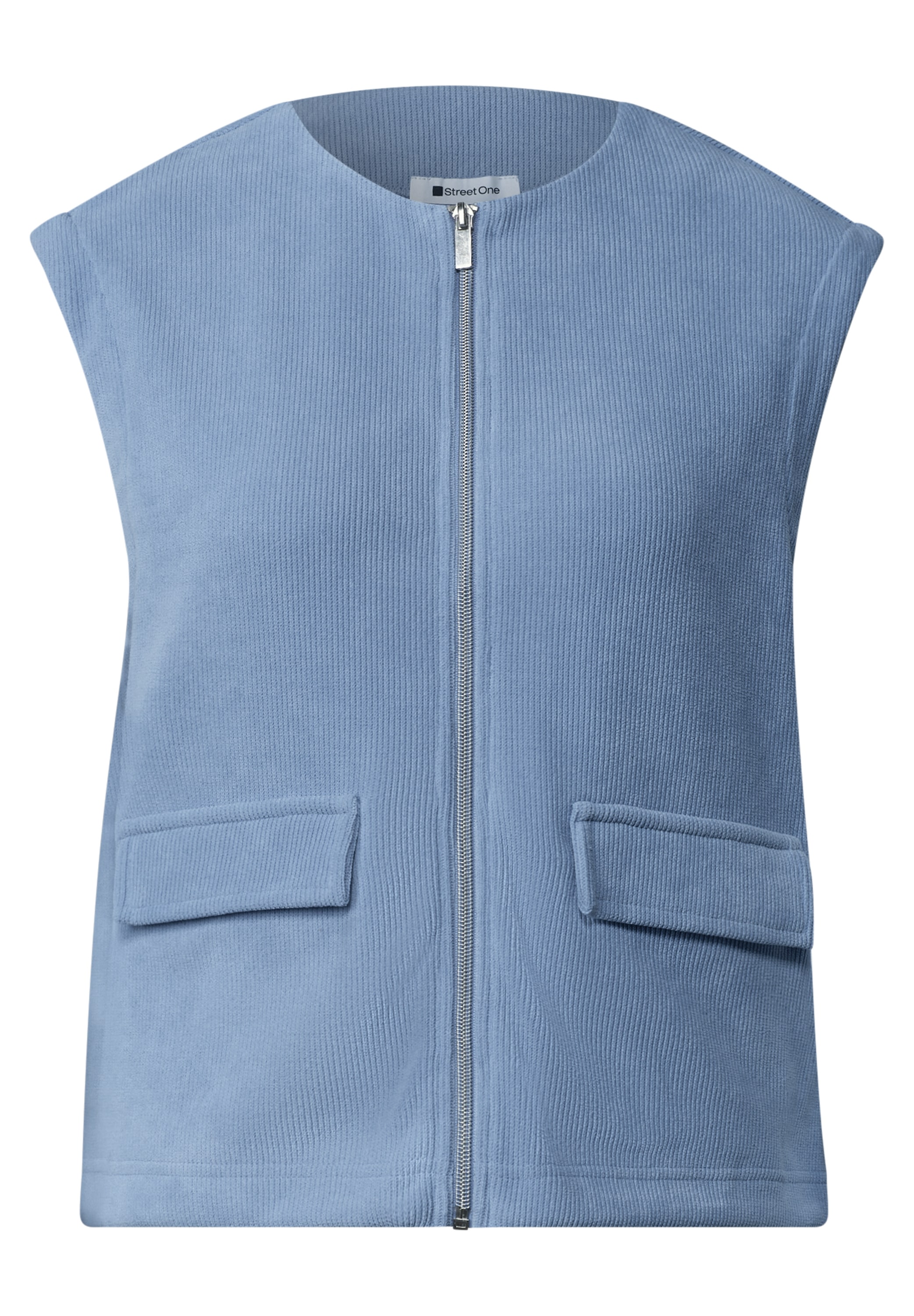 STREET ONE Gilet en velours côtelé avec fermeture éclair et encolure ronde