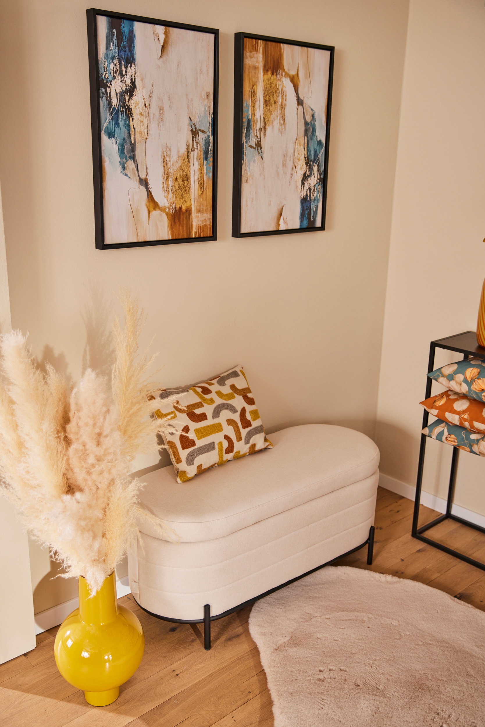 queence Tableau sur toile »Abstrakt Beige und Gold« Abstrait | Abstrait | Art | Moderne finition avec cadre à joint creux