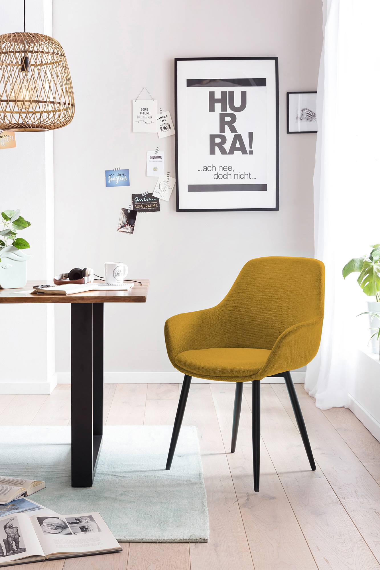 SalesFever Essgruppe »für stilvolles Speisen«, (Set, 5 tlg.), 5-teiliges Set mit authentischer Baumkanten-Tischplatte