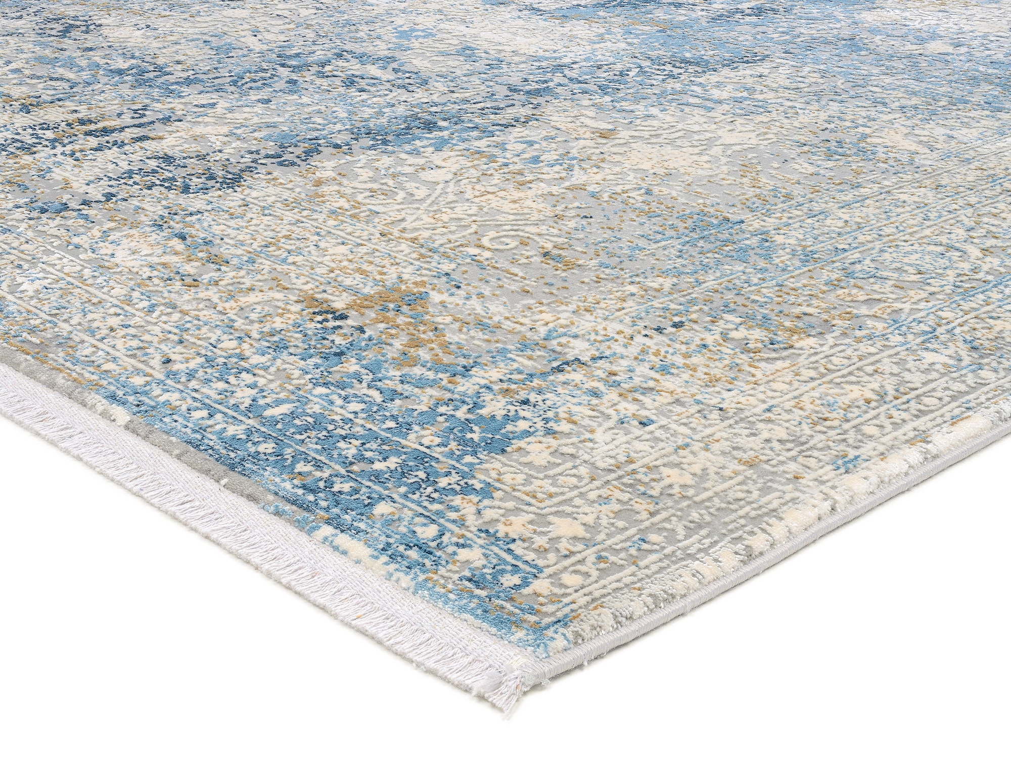 OCI DIE TEPPICHMARKE Teppich »BESTSELLER CAVA«, rechteckig, 8 mm Höhe, Glanz Viskose, mit Fransen, Hoch Tief Struktur, Vintage, Wohnzimmer