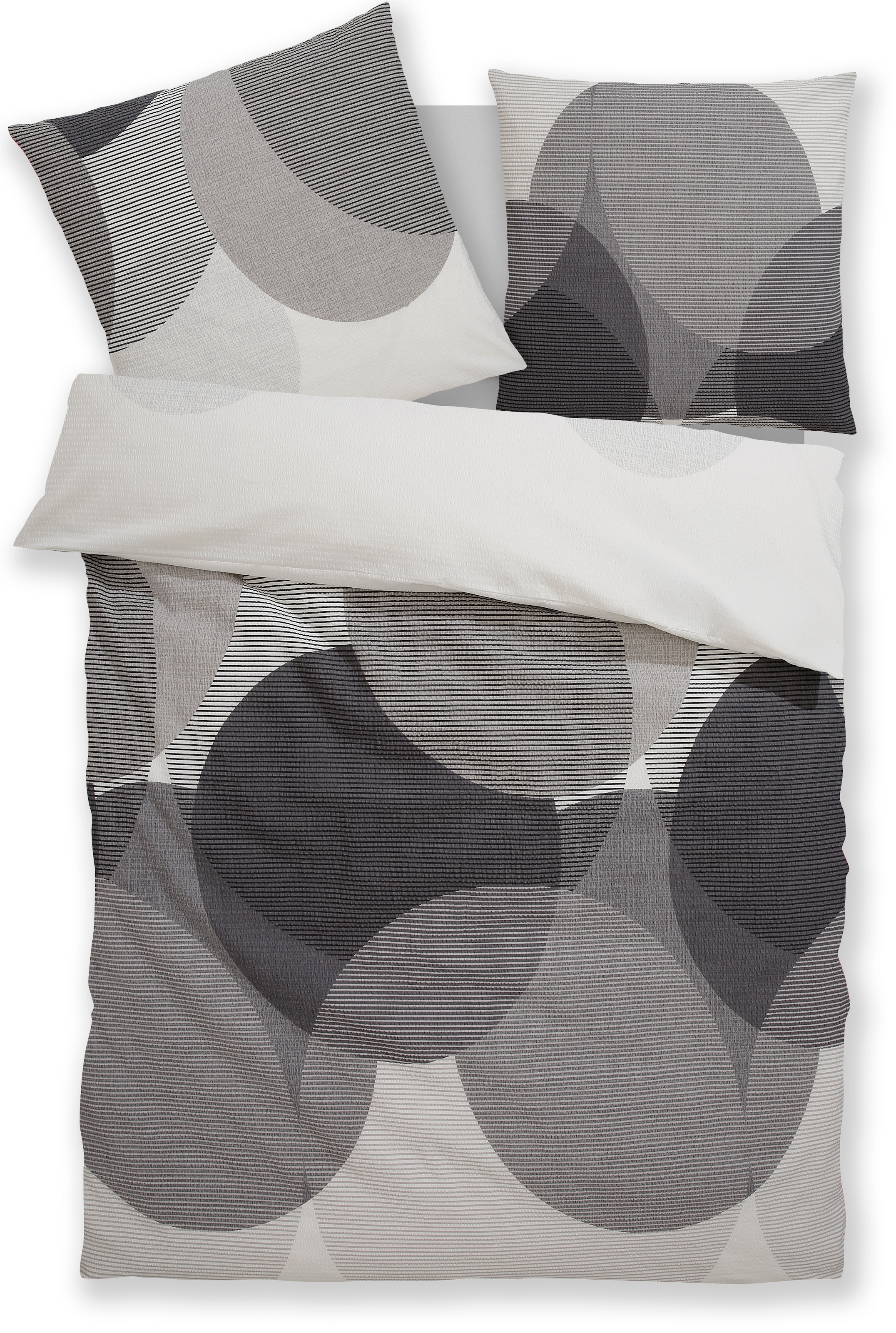 BIERBAUM Bettwäsche »Carla in Gr. 135x200 oder 155x220 cm«, Bettwäsche aus Baumwolle, geometrische Bettwäsche mit Reissverschluss