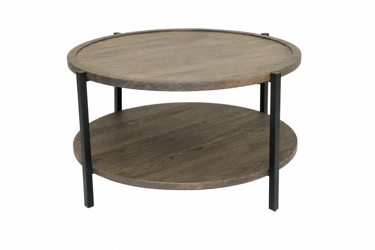 GOODproduct Couchtisch »Odense, Wohnzimmertisch, Sofatisch, Beistelltisch, Kaffeetisch« Wildeiche geölt Natur/Smoke, rund (Ø 70 cm), Metallgestell
