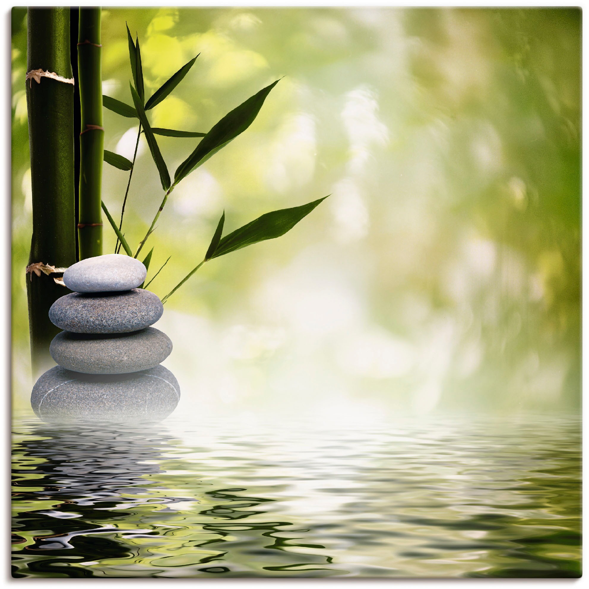 Image of Artland Leinwandbild "Asiatische Spa Steine" Spa 1 Stk. tlg. auf Holzrahmen gespannt