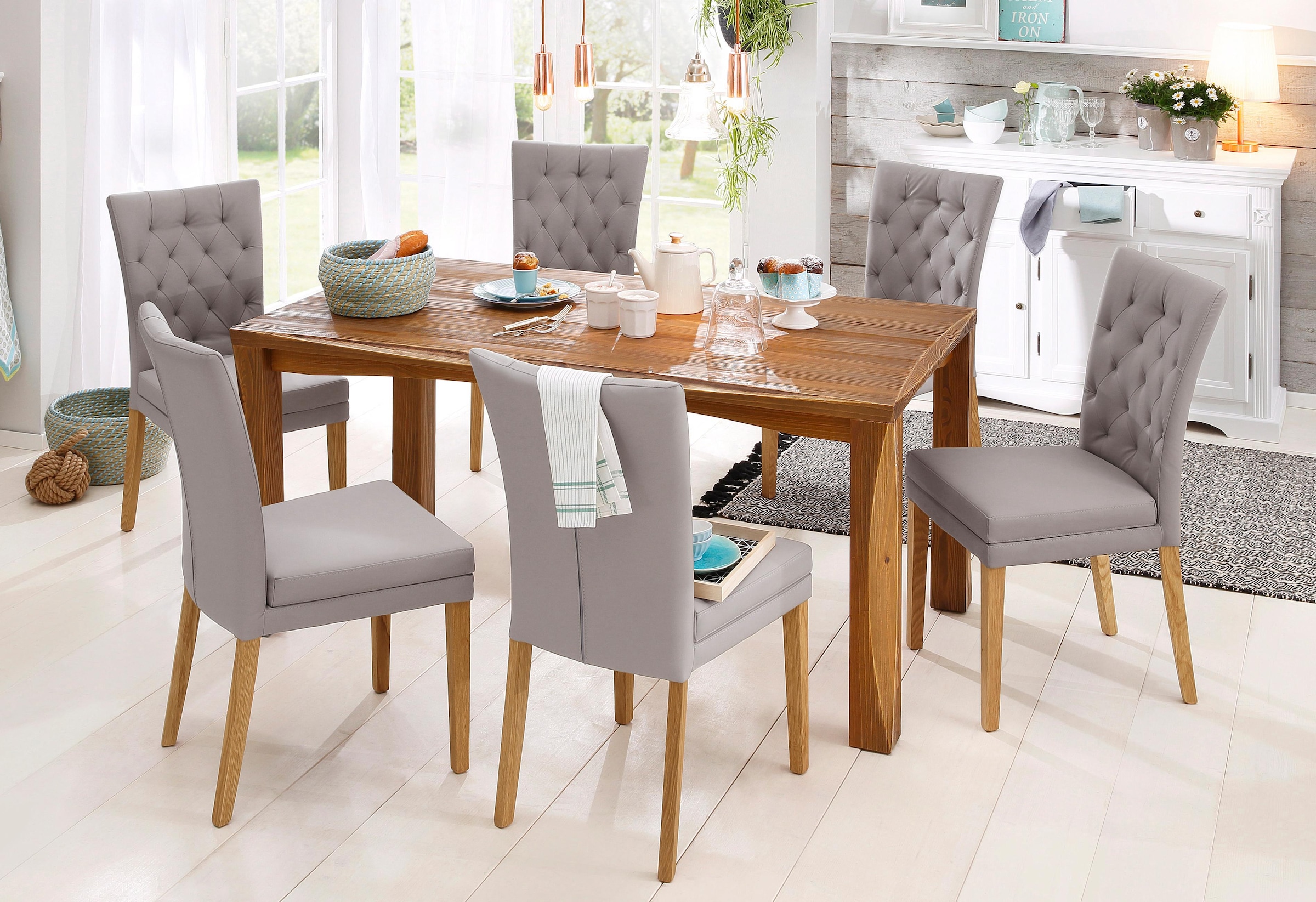 Home affaire Esszimmerstuhl »Colorado BESTSELLER Polsterstuhl«, (Set), 2 St., Kunstleder, Beine in eiche oder nussbaum. Im 2er, 4er oder 6er-Set