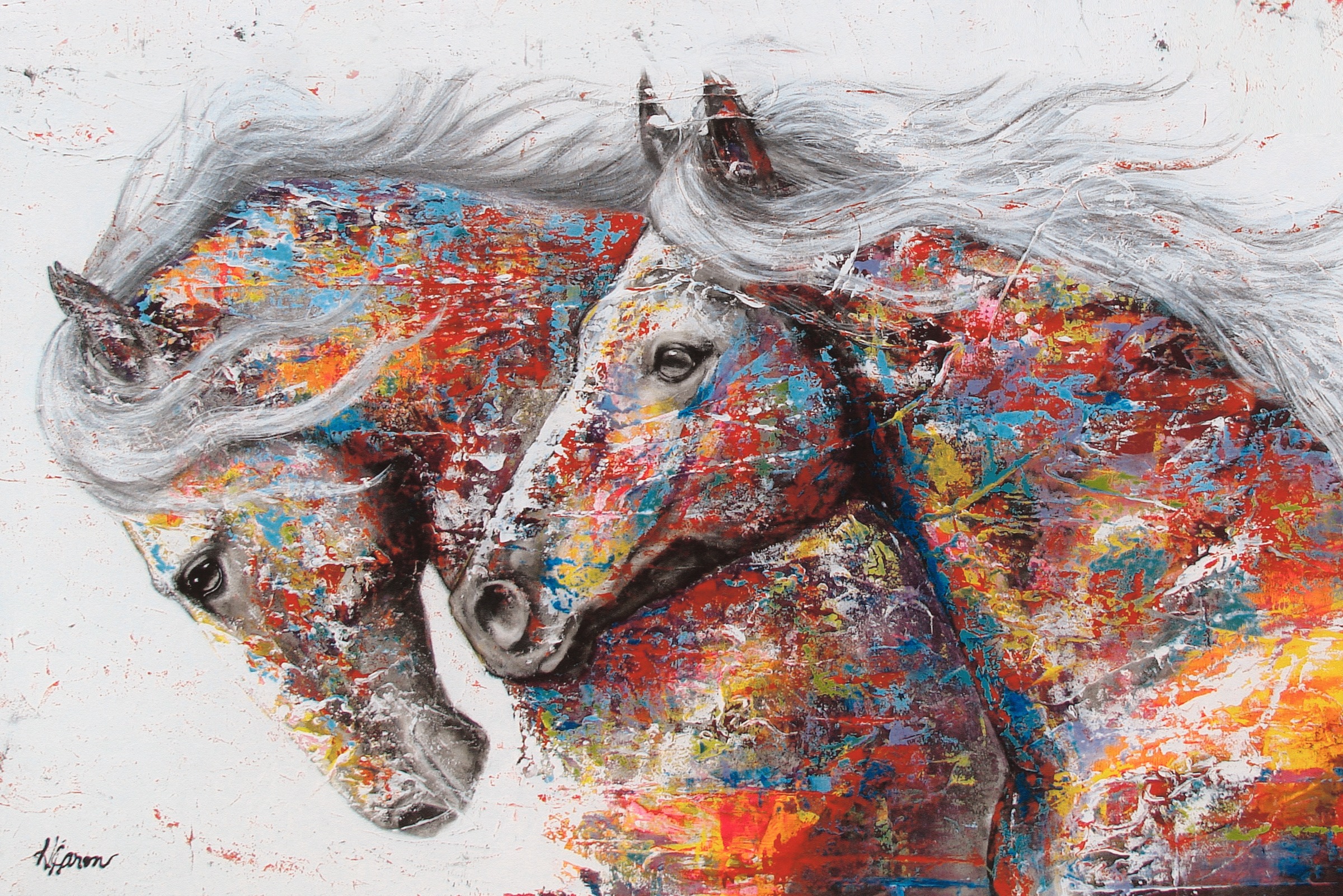Image of Affengeilebilder Leinwandbild "Color Horses auf Keilrahmen gespannt" 1 Stk. tlg. Kunstdruck Wandbild Bild in verschiedenen Formaten