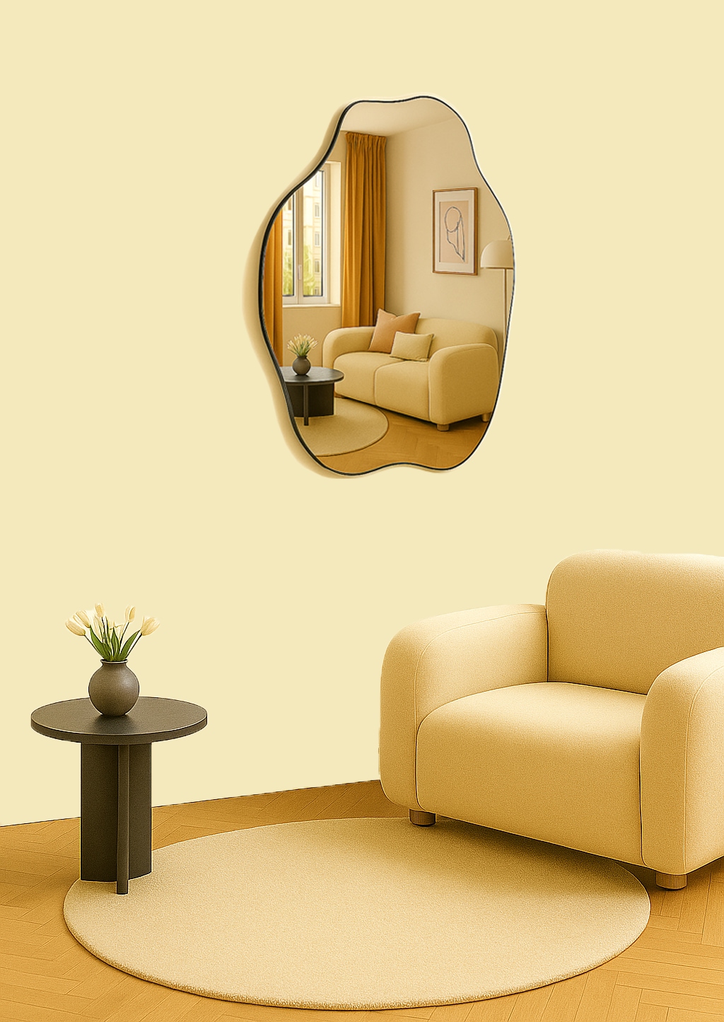 homsy by Ana Johnson Miroir mural »Missimi, Wanddekoration, 45x55cm« wellenförmig, wolkenförmig, Eleganz mit transparentem Rahmen