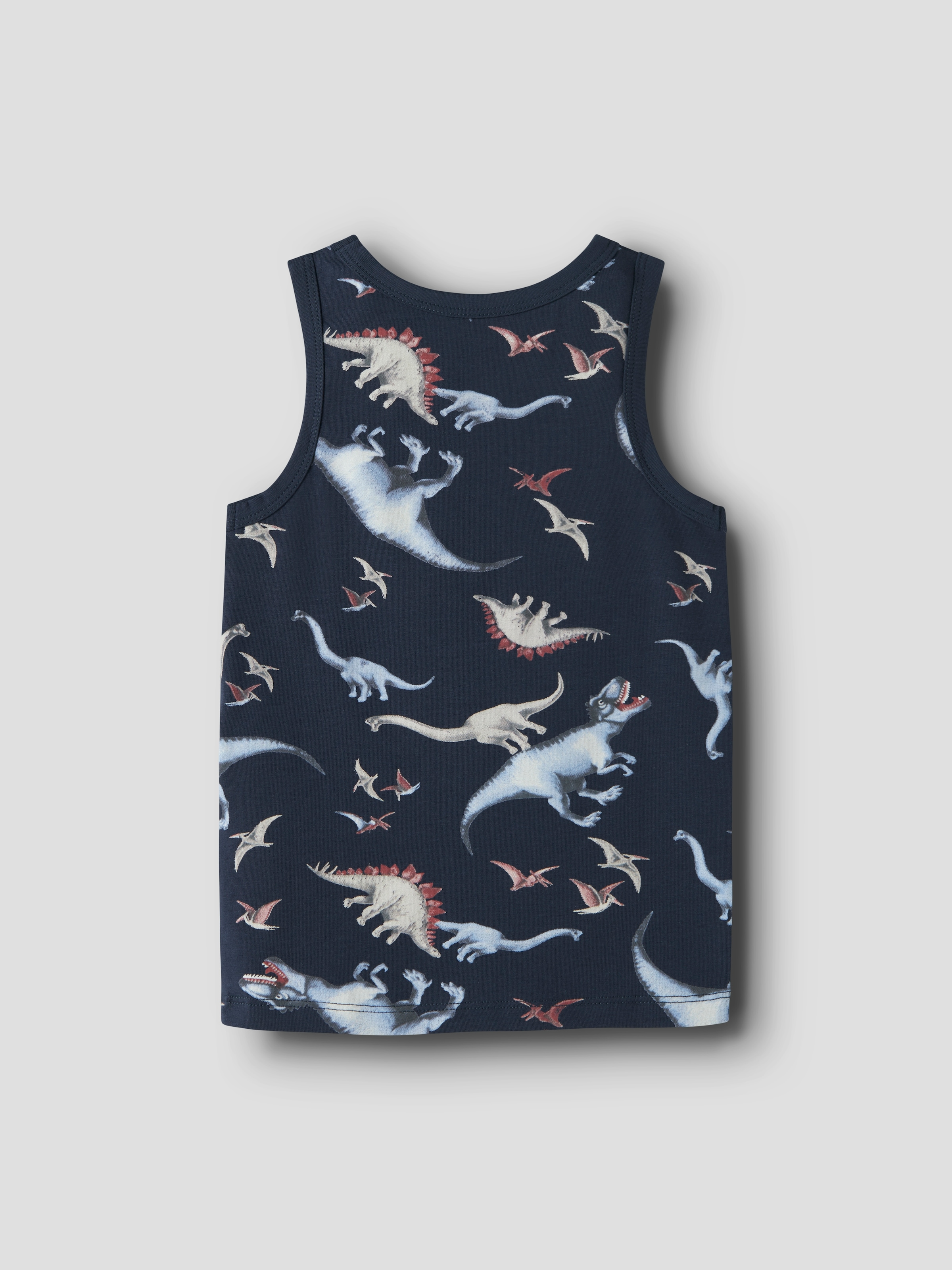 Name It Sous-chemise »NMMTANK TOP 2P NAVY DINO NOOS« Paquet, 2 cuis mélange de coton, uni et imprimé en set
