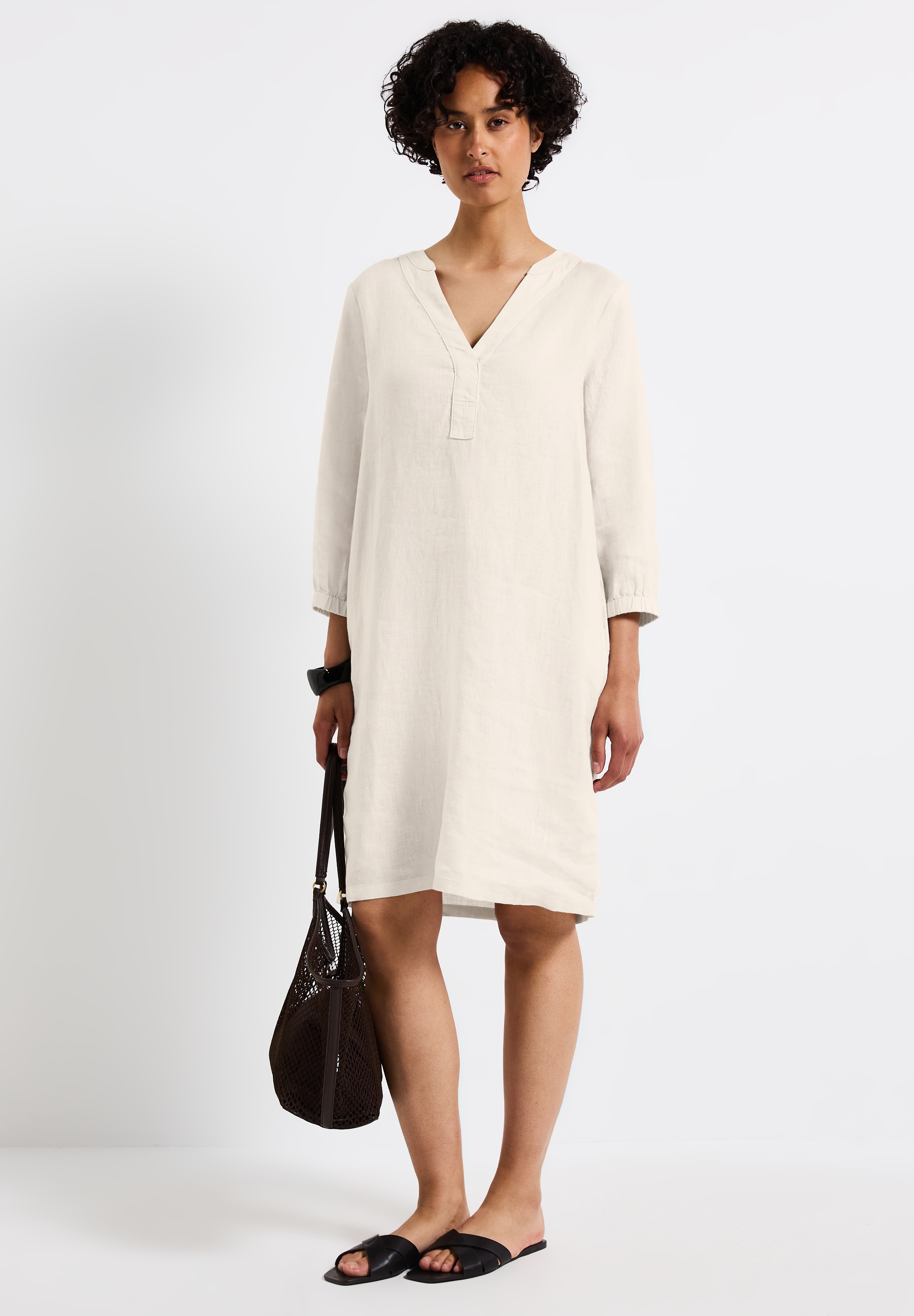 STREET ONE Midikleid, 3/4-Arm aus Leinen