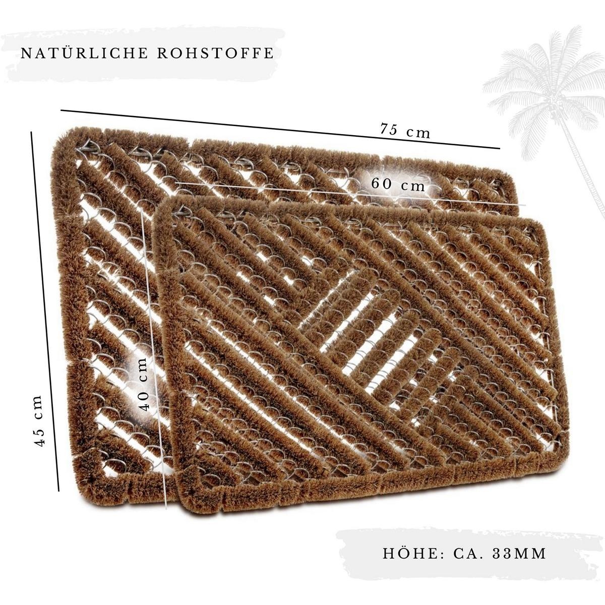 HANSE Home Fussmatte »Grid Brushes Mat, Türmatte« rechteckig 33 mm Höhe Gitter, Robust, Bürsten, Innen, Aussen, Schmutzabtreter, Wetterfest