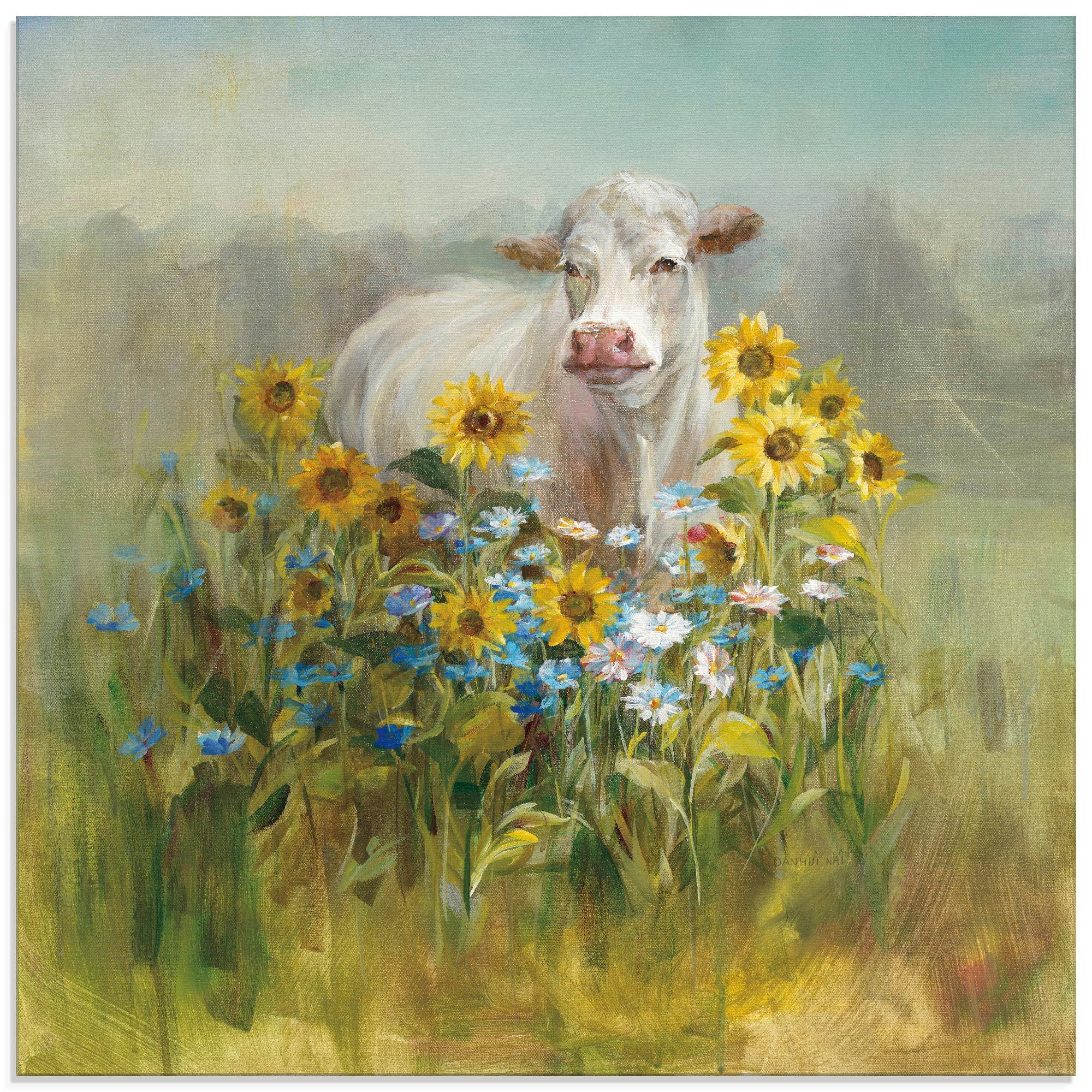 Image of Artland Glasbild "Farm and Field I" Kuhbilder 1 Stk. tlg. in verschiedenen Grössen