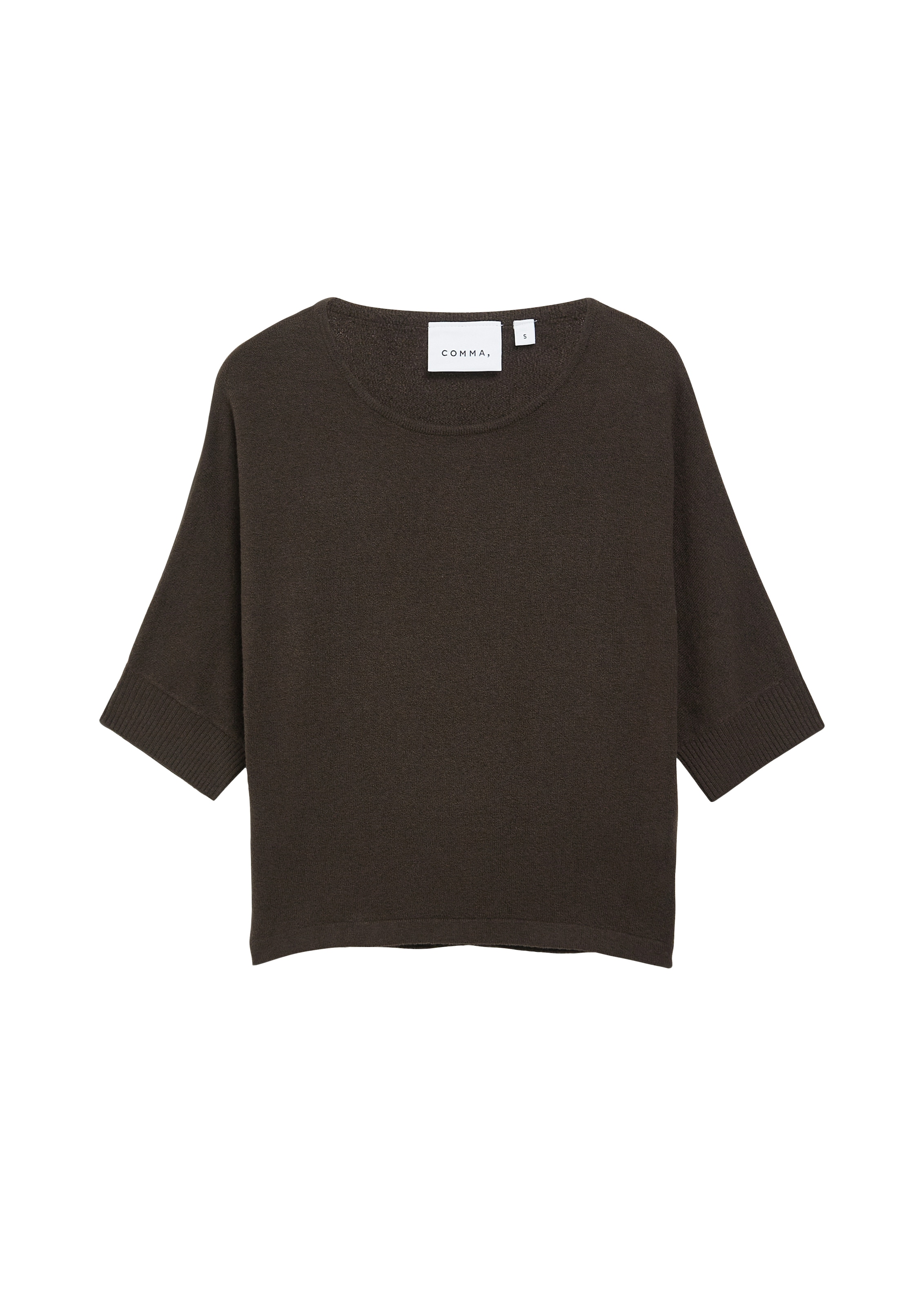 Comma Strickpullover Halbarm-Pullover mit Stretch