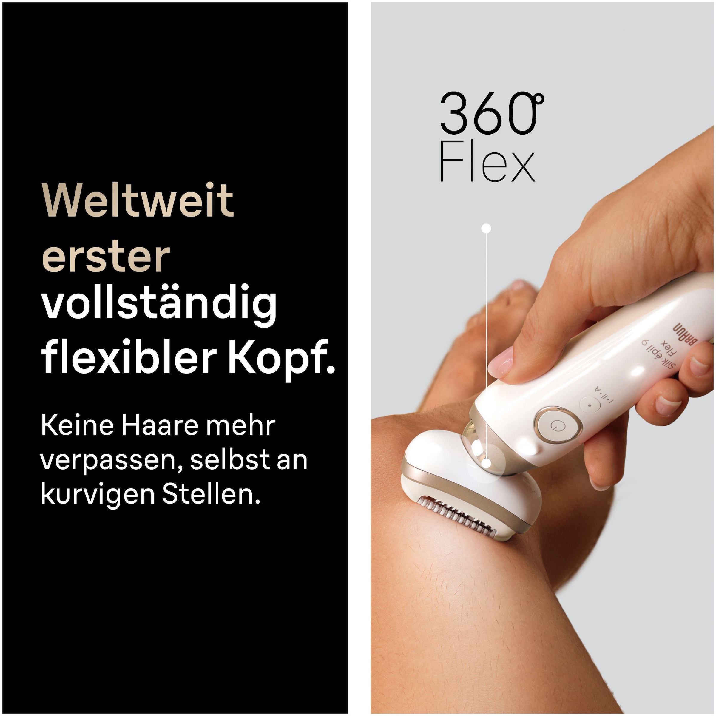 Braun Épilateur »Silk-épil 9 SES9-060 3D« flexibilité 360°, Wet & Dry, SmartLight, tête de rasage, tête de tondeuse