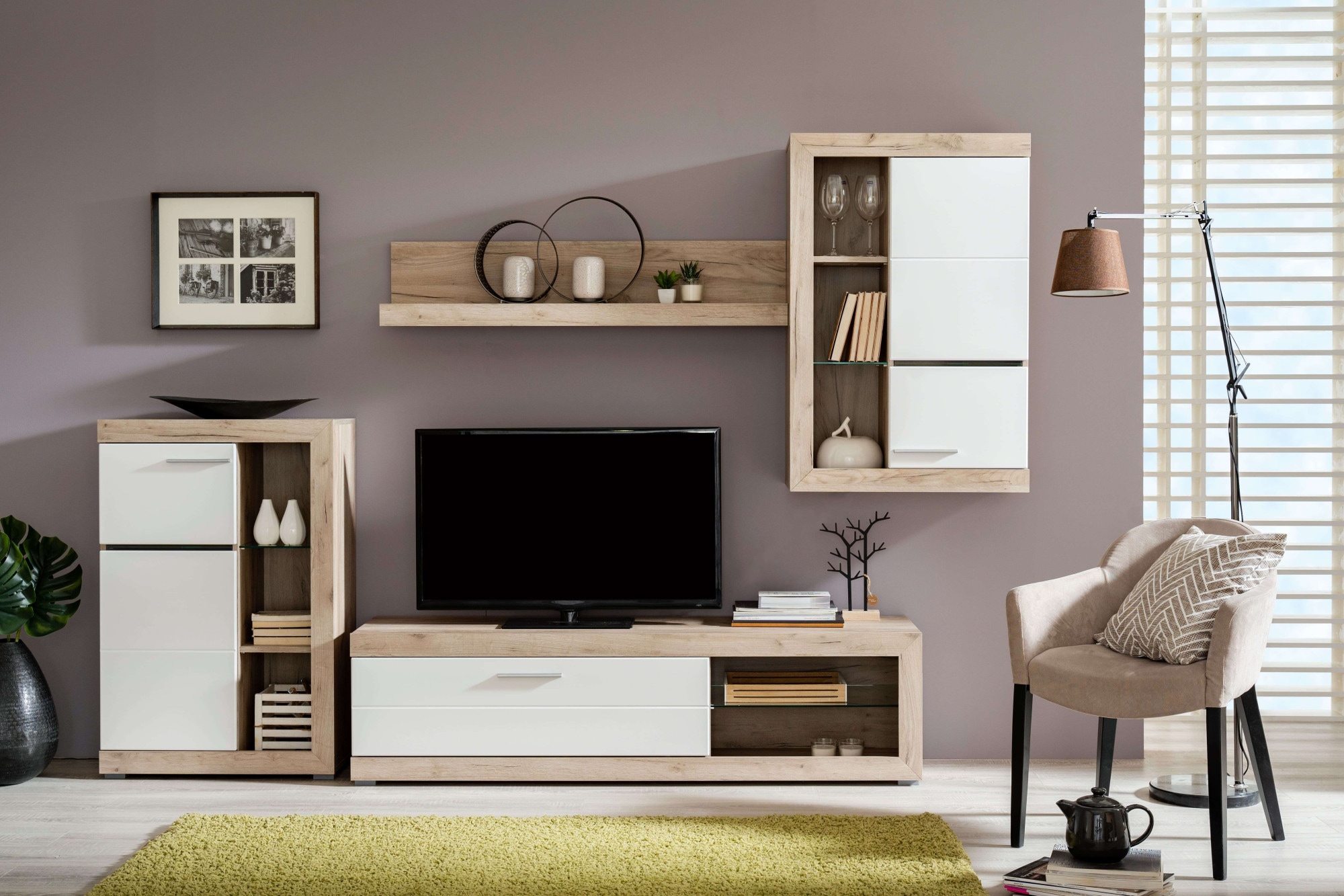 INOSIGN Wohnzimmer-Set »Rosso Wohnwand, Mediawand, Anbauwand, für TV bis 60', Breite 267 cm« Komplett-Set, 4-st, 4 Stk. tlg.