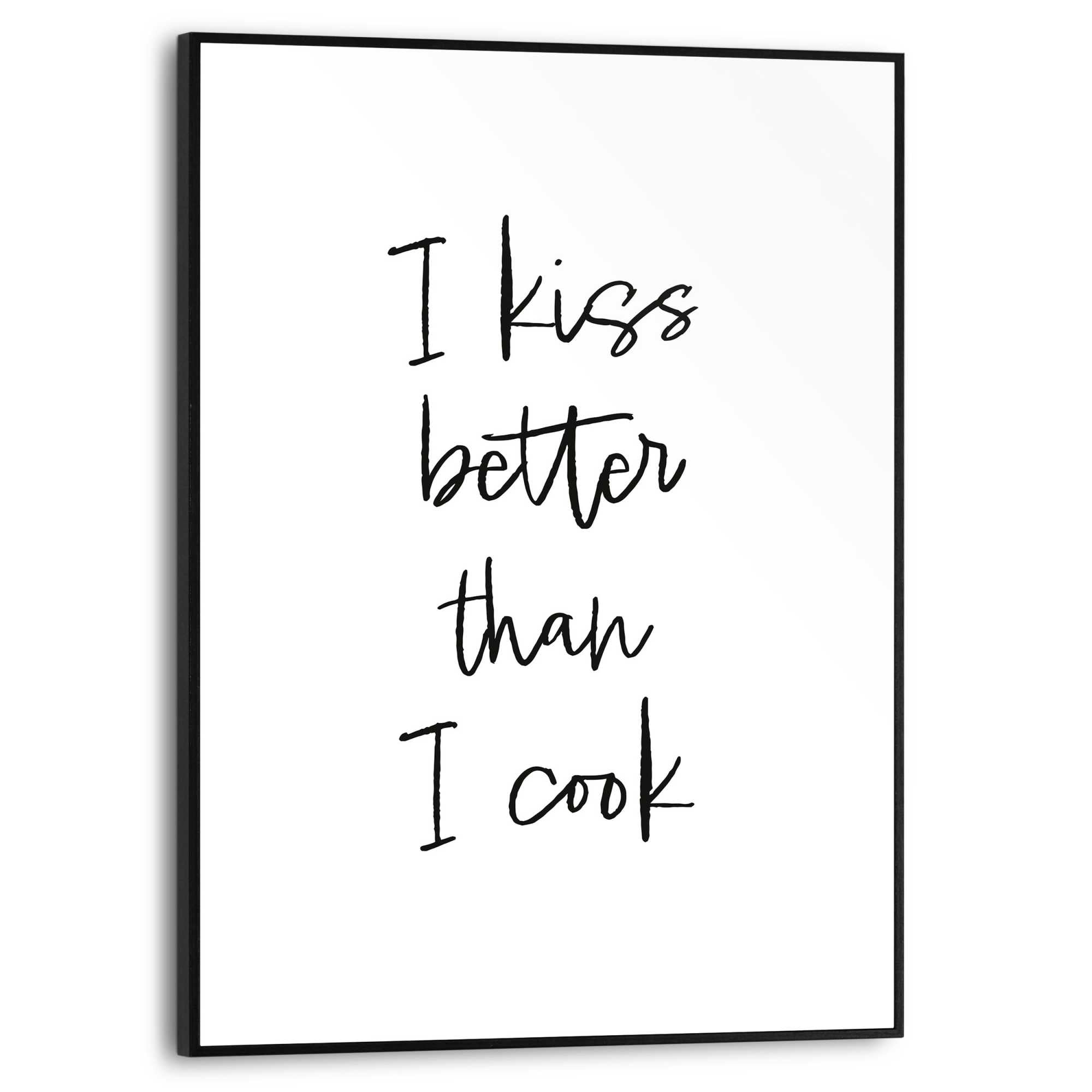 Image of Reinders Poster "Cooking Kisses" Küche - Schwarz-Weiss - MDF - Sprüche - 30x40 cm