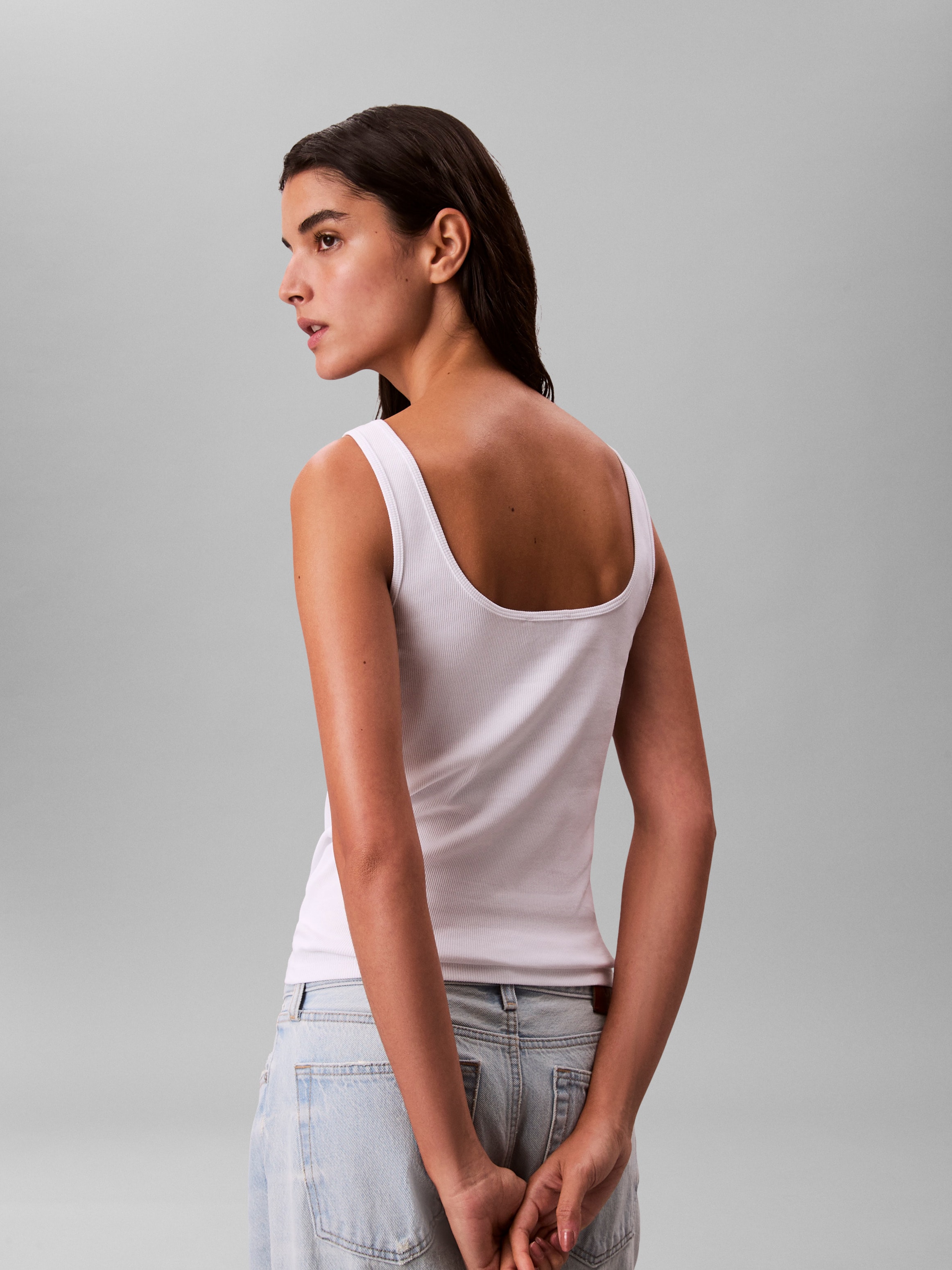 Calvin Klein Jeans Débardeur »MONOGRAM SCOOP NK RIB TANK TOP« avec col rond, coupe regular fit