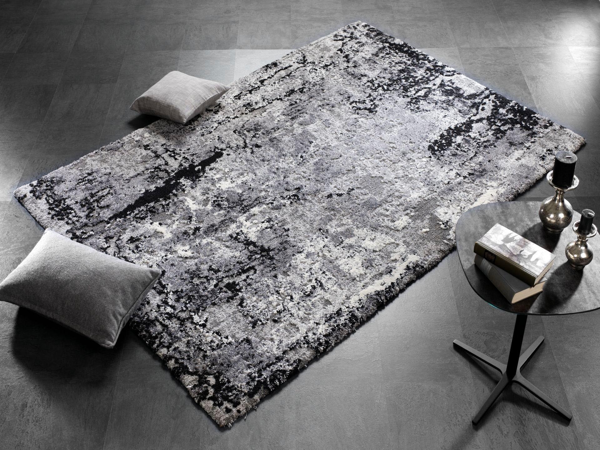 Image of OCI DIE TEPPICHMARKE "JUWEL LIRAY, auch als Läufer und in Rund" quadratisch 20 mm Höhe Kurzflor, Wohnzimmer, Marmor Optik, Hoch Tief Effekt, dichte Qualität