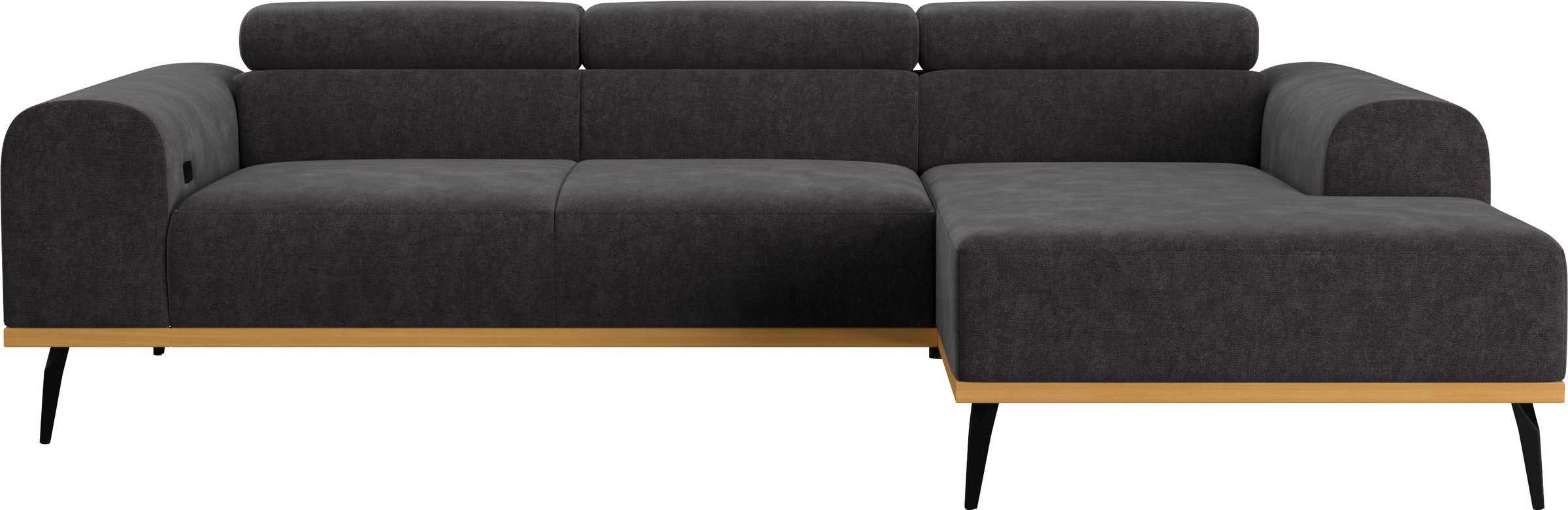 Places of Style Ecksofa »Carlo L-Form«, mit Kopfteilverstellung & Holz-Rahmenoptik, optional Relaxfunktion
