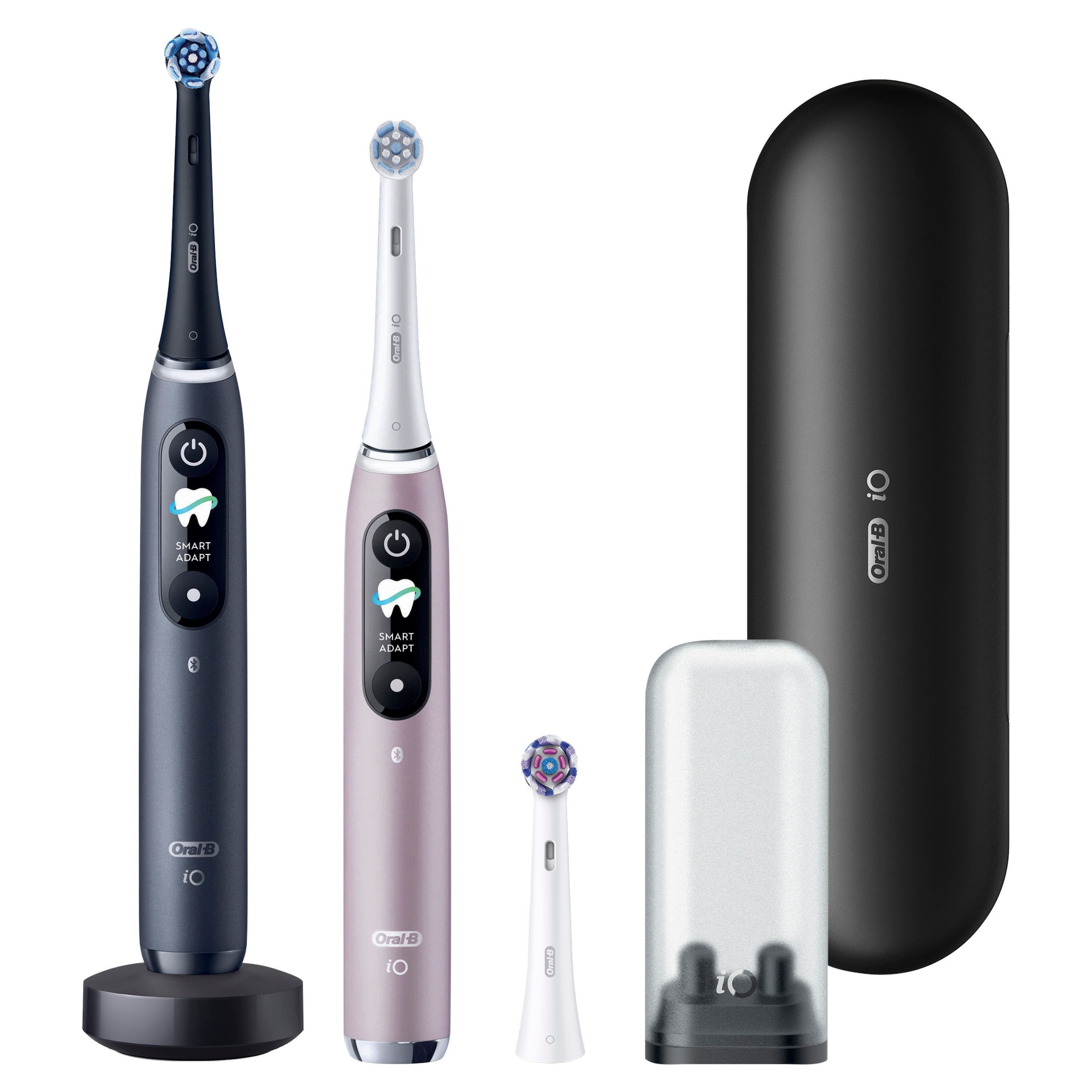 Oral-B Brosse à dents électrique »iO 9 Duopack« 3 cuis Aufsteckbürsten avec technologie magnétique, 7 modes de nettoyage, écran couleur et étui de voyage avec charge