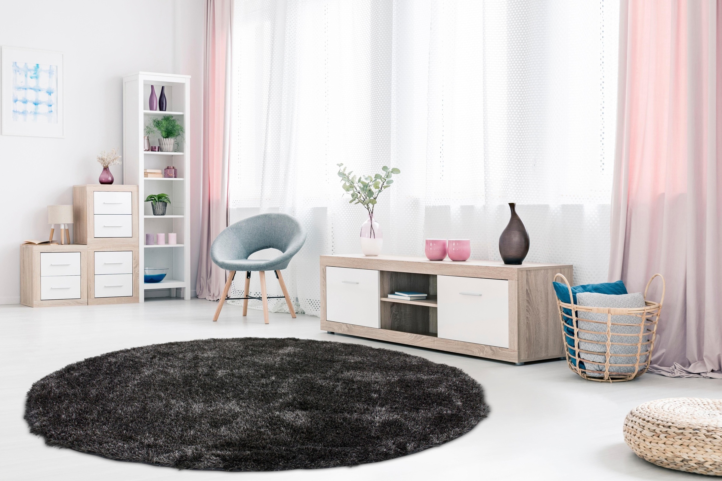 calo-deluxe Hochflor-Teppich »Masada 900«, rund, 40 mm Höhe, Wohnzimmer