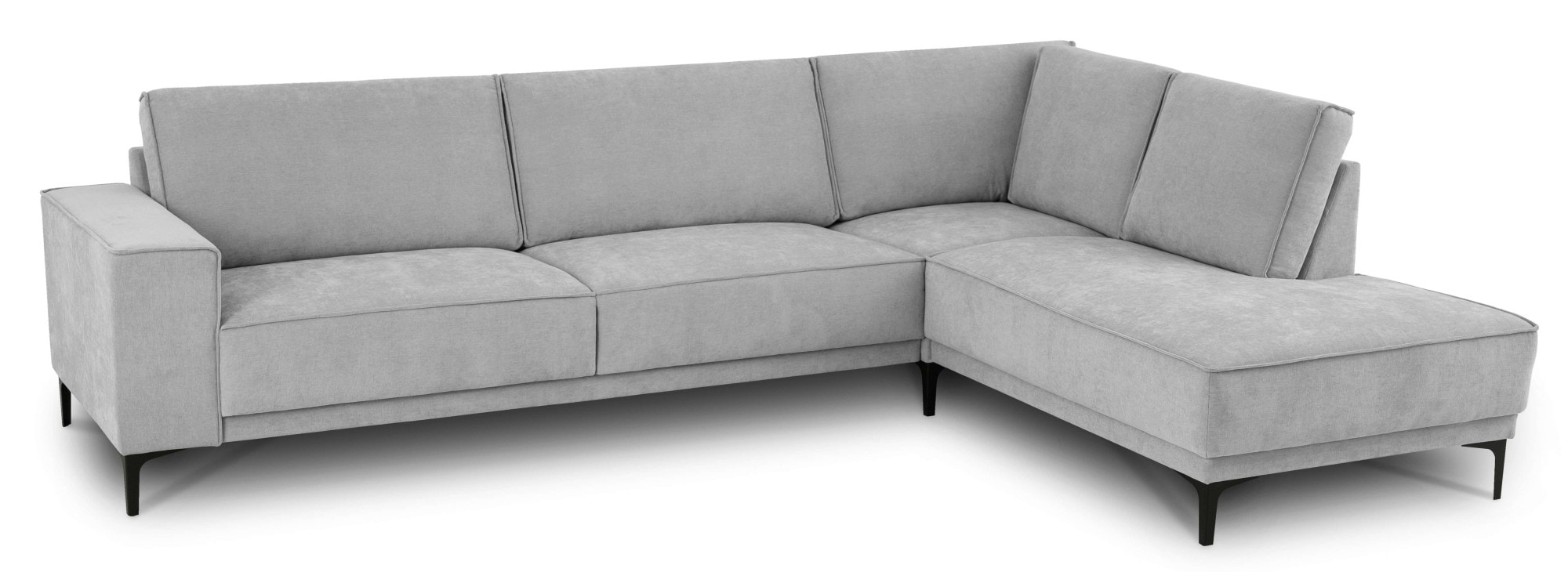 Places of Style Ecksofa »Polsterecke Oland, Struktur, Flachgewebe, Luxus-Microfaser, Boucle«, L-Form, 289 cm, Wellenunterfederung, Skandi-Design, Metallfüsse