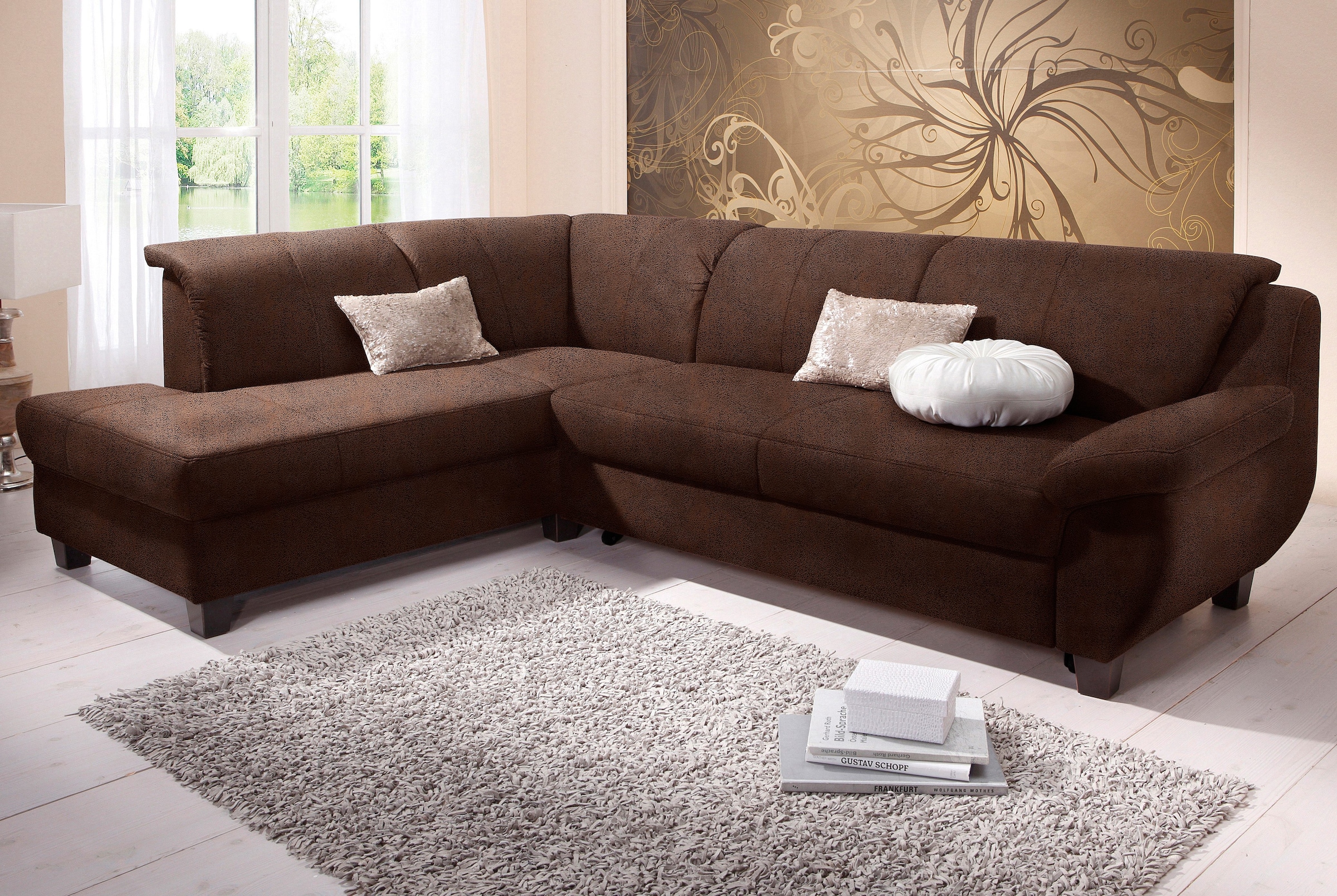 Image of Home affaire Ecksofa "Yesterday L-Form, B/T: 254/186 cm, belastbar bis 140kg/ Sitz" Microfaser MELROSE, mocca