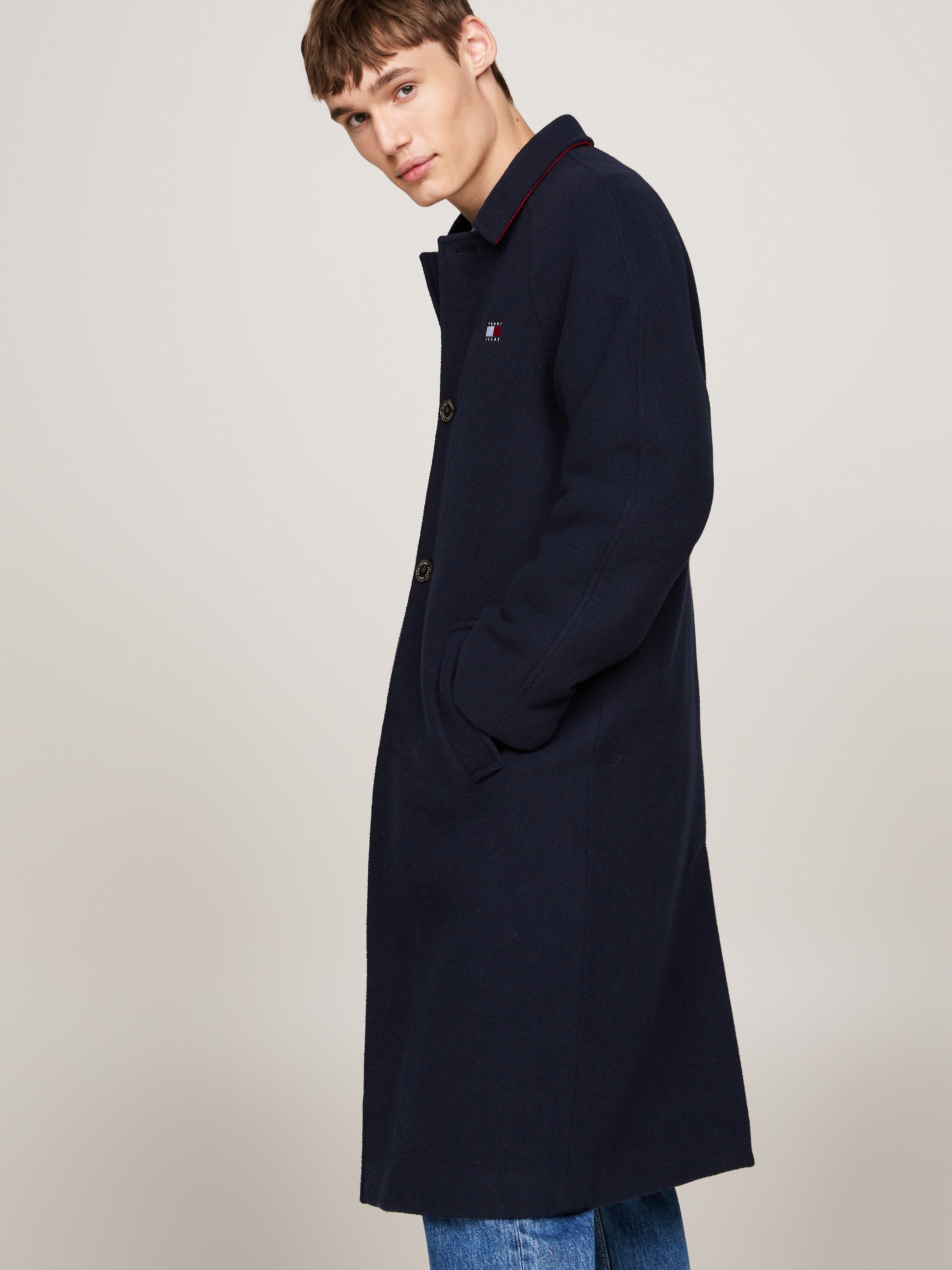 Tommy Jeans Langmantel »TJM WOOL COAT«, mit halbgespreizten Kragen