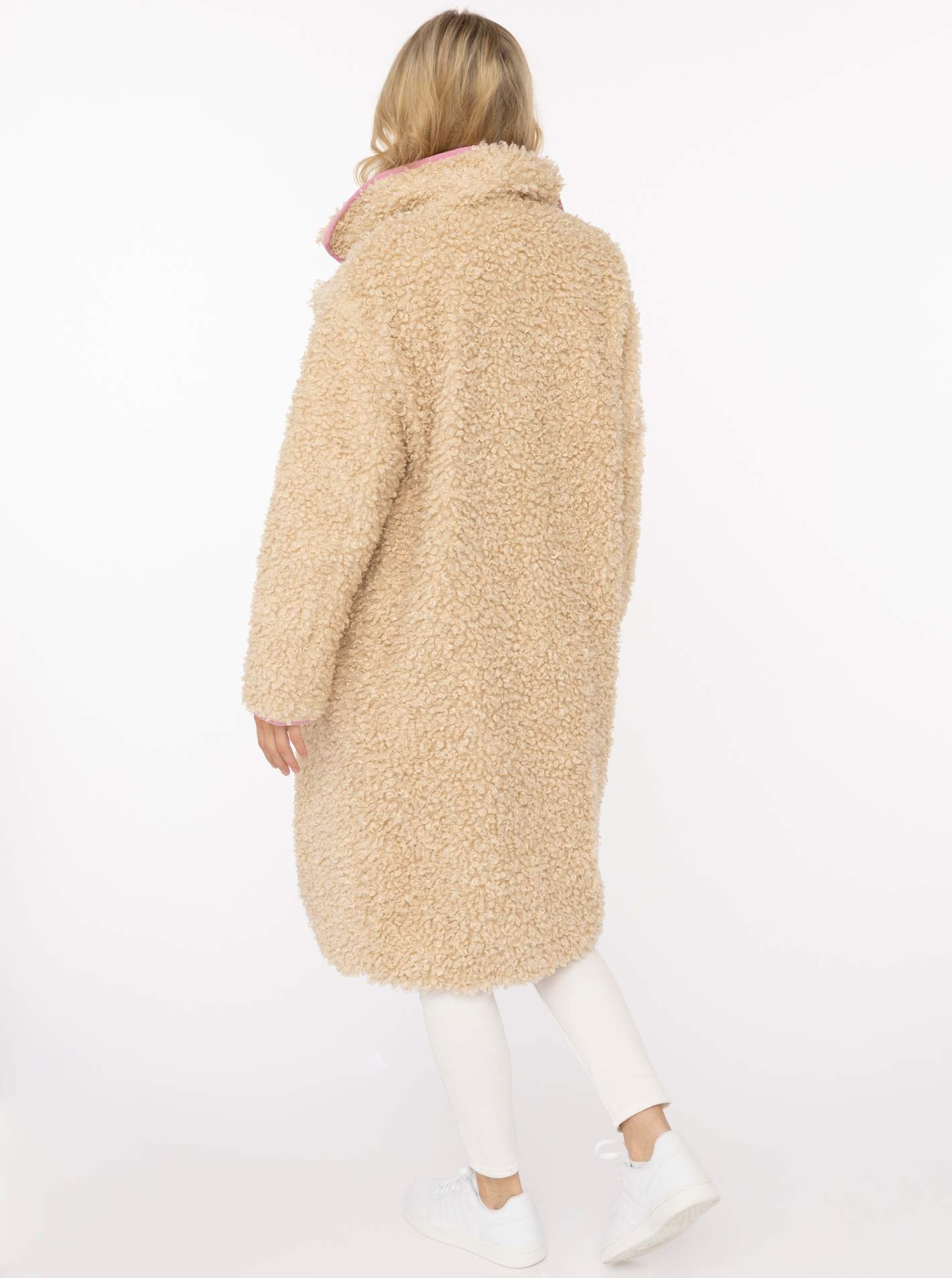 Zwillingsherz Manteau en imitation fourrure »„Happiness & Love“« Pièce it douillette, doublure intérieure avec motif cœur, 2 boutons