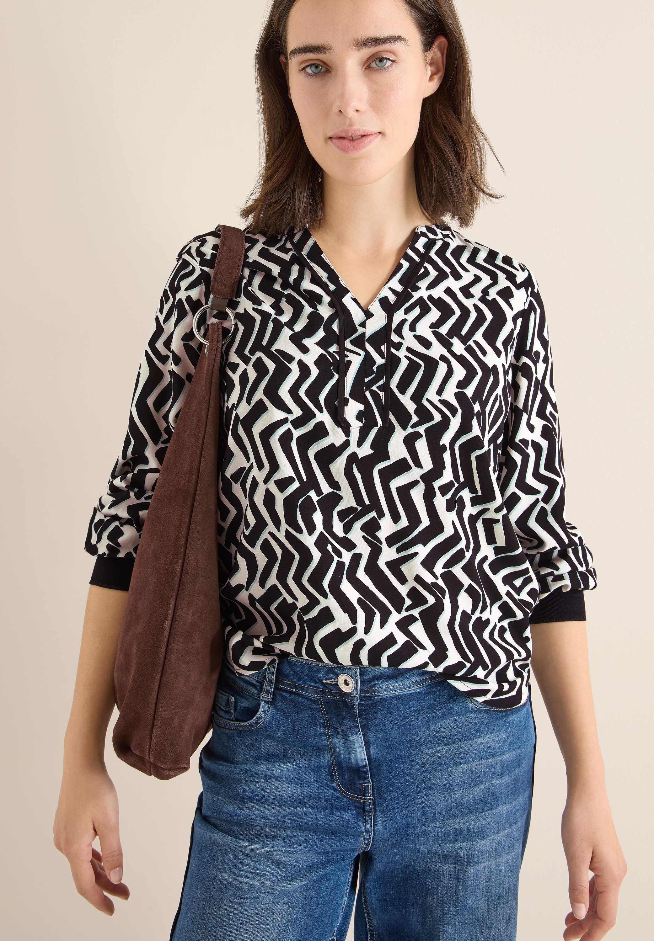 Image of Cecil Druckbluse Print-Bluse mit Tape und grafischem Muster