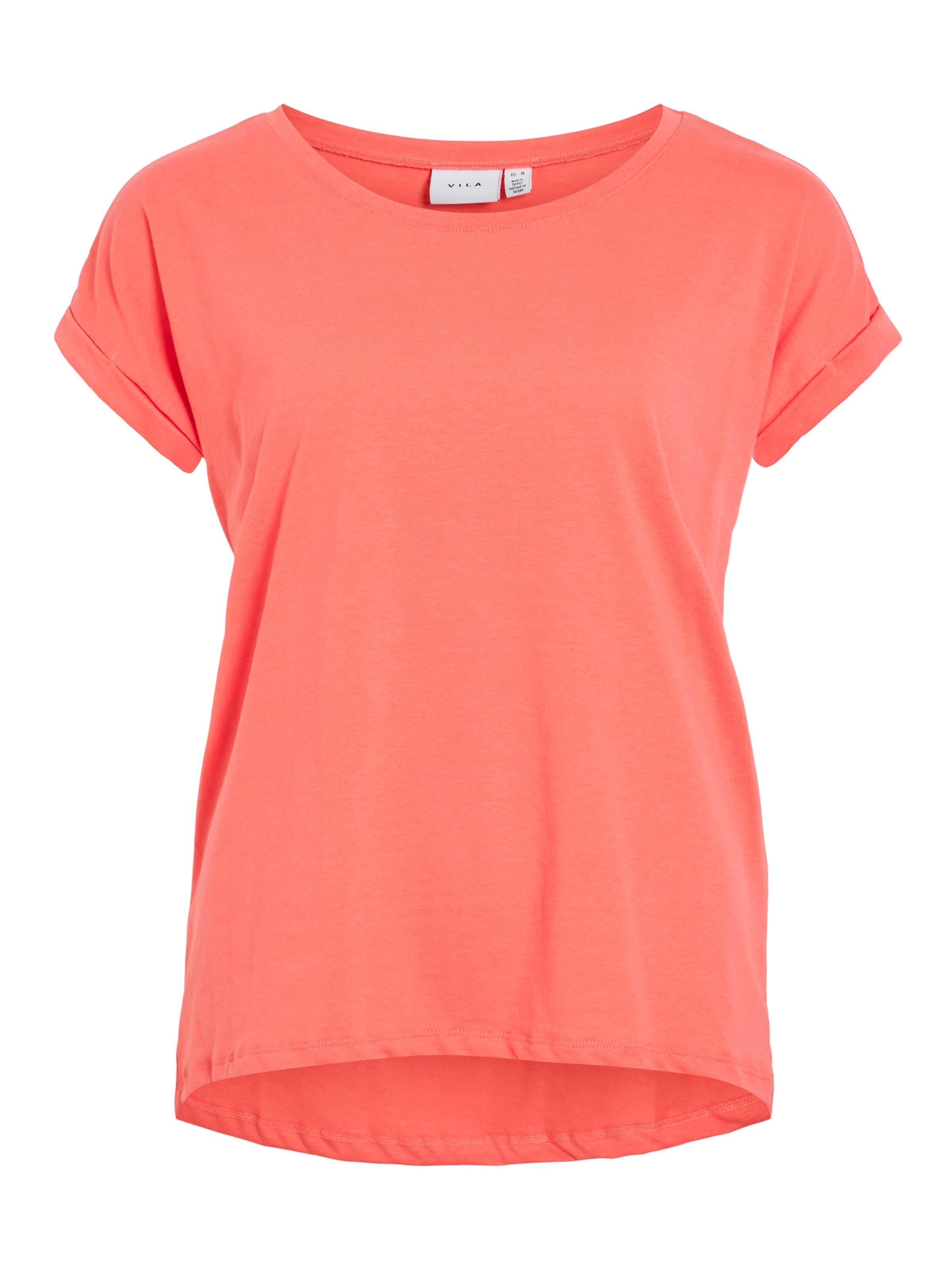 Vila Rundhalsshirt »VIDREAMERS NEW PURE T-SHIRT/SU-NOOS«, Basic Damen-T-Shirt mit Rundhalsausschnitt und umgeschlagenen Ärmeln