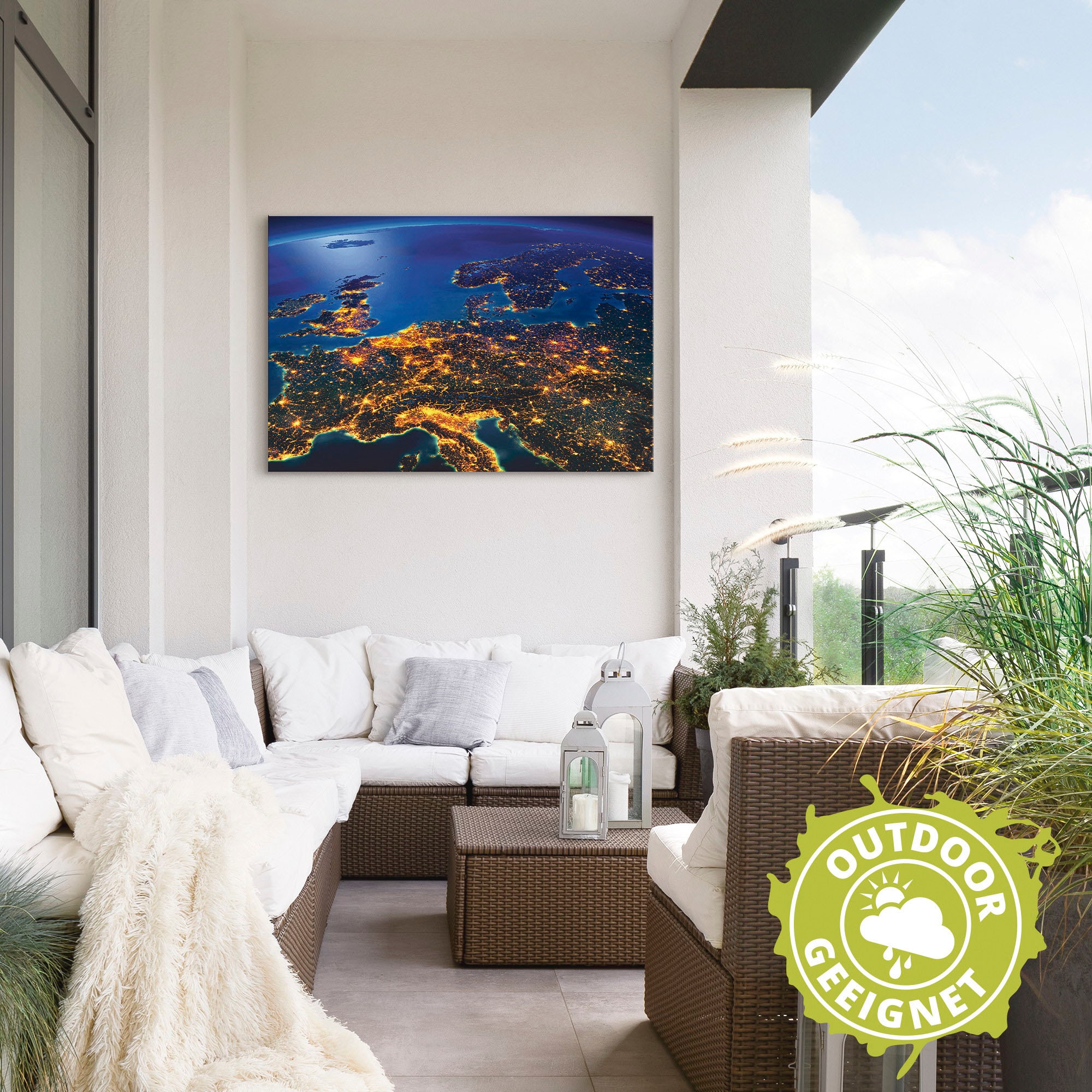 Artland Wandbild »Zentral Europa vom Weltraum« Weltall & Kosmos 1 Stk. tlg. für Innen- und Aussenbereich geeignet, Outdoorbild