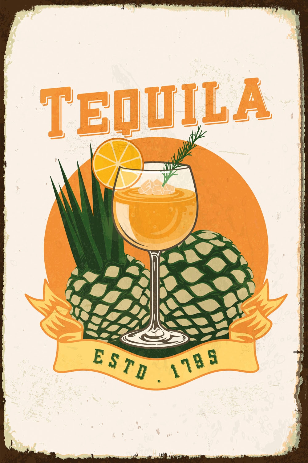 queence Metallbild »Tequila« Ananas | Schriftzug | Schriftzüge 1 Stk. tlg. Stahlschilder
