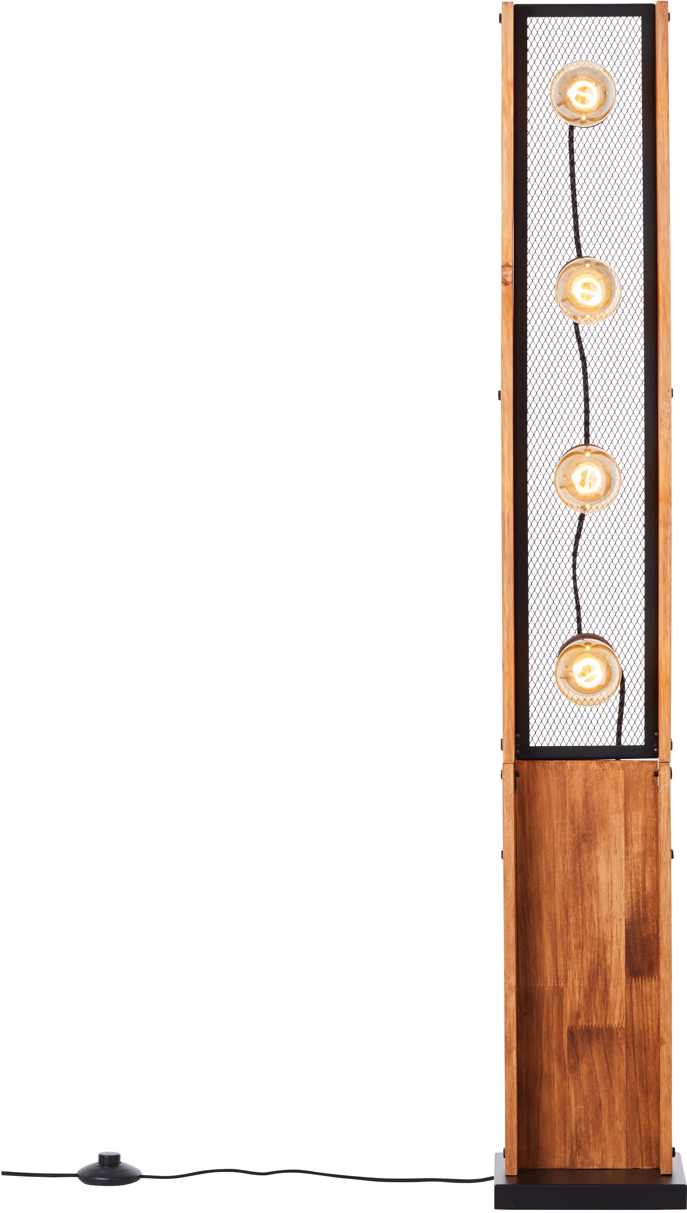 Brilliant Stehlampe »Calandra«, 4 flammig, Leuchtmittel E27 | ohne Leuchtmittel, 125,5 x 20 x 20 cm, 4 x E27, Metall/Holz, schwarz/holz